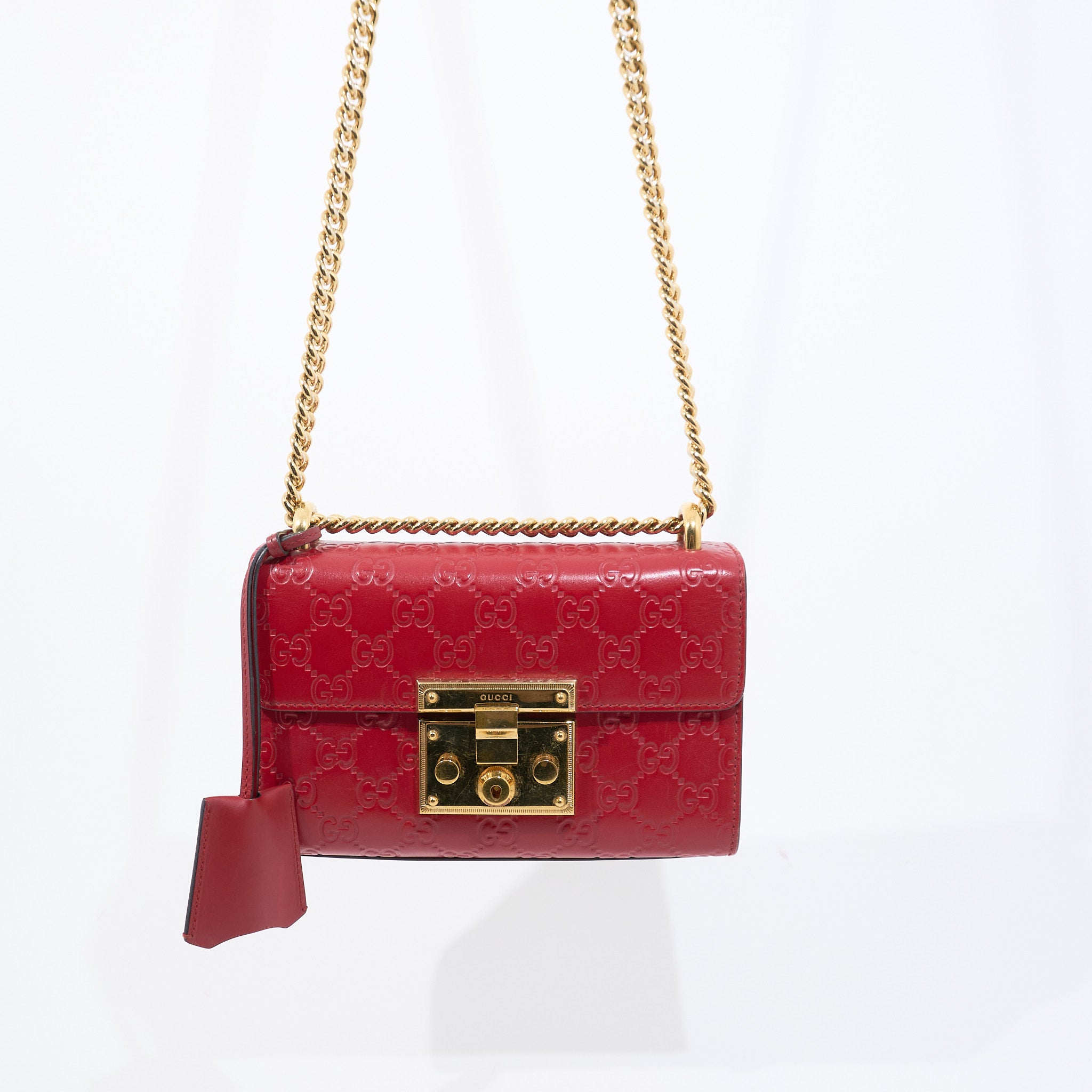 Gucci Guccissima Padlock Red Shoulder Bag