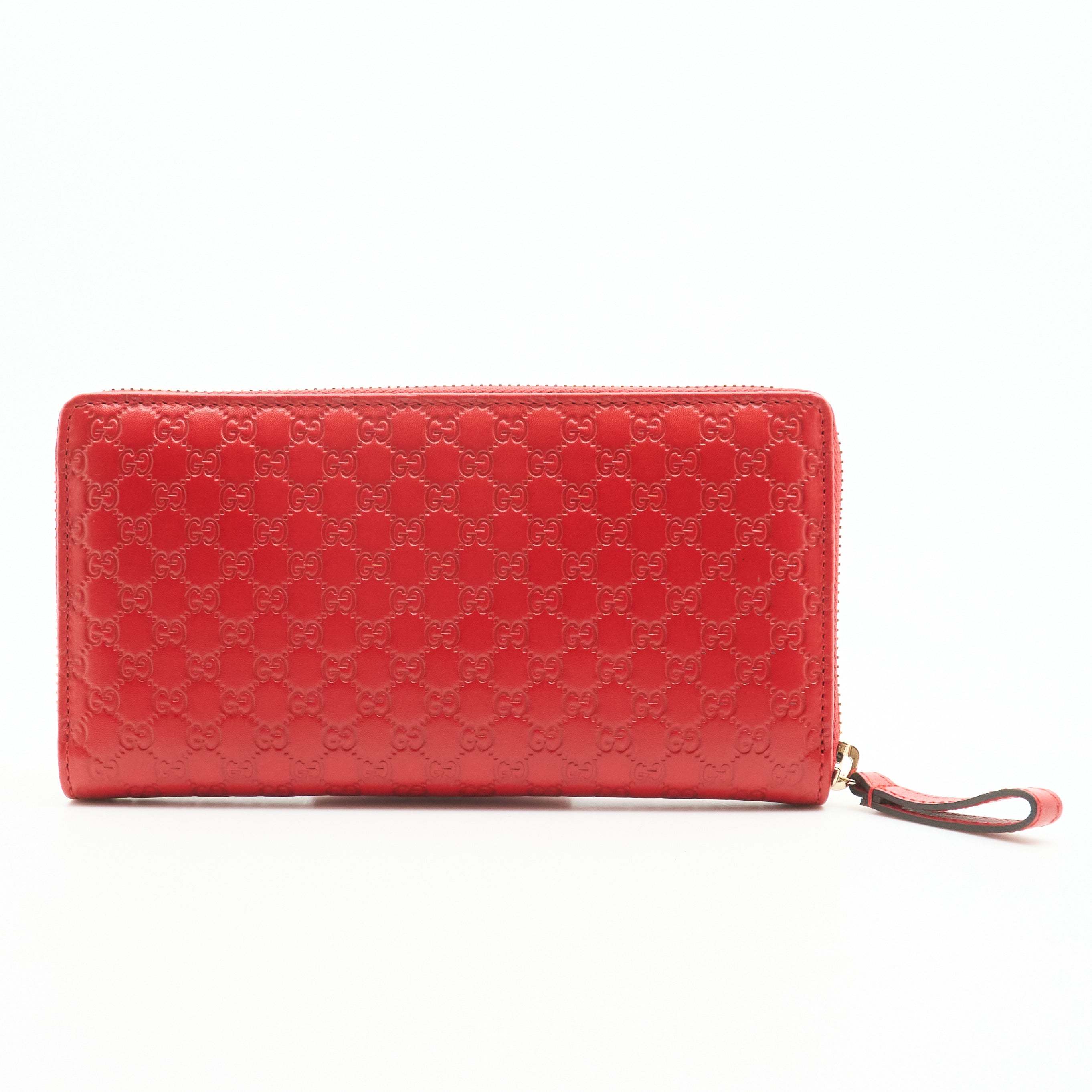 Gucci Heart Zip Around Long Wallet In Red Leather