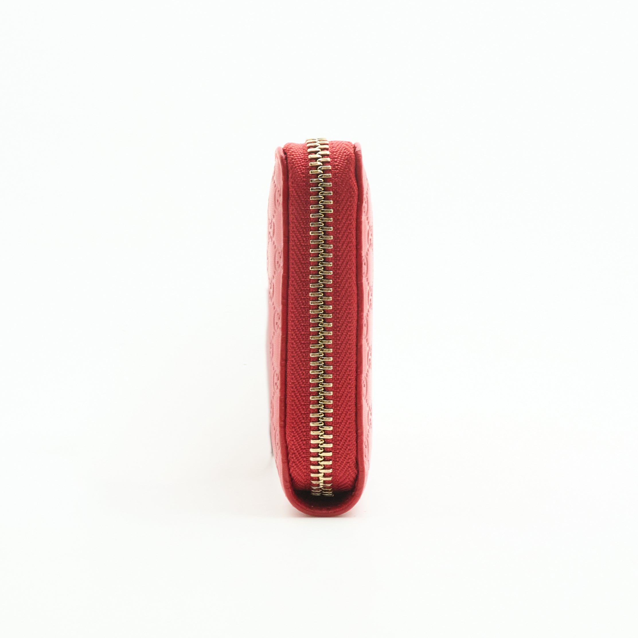 Gucci Heart Zip Around Long Wallet In Red Leather