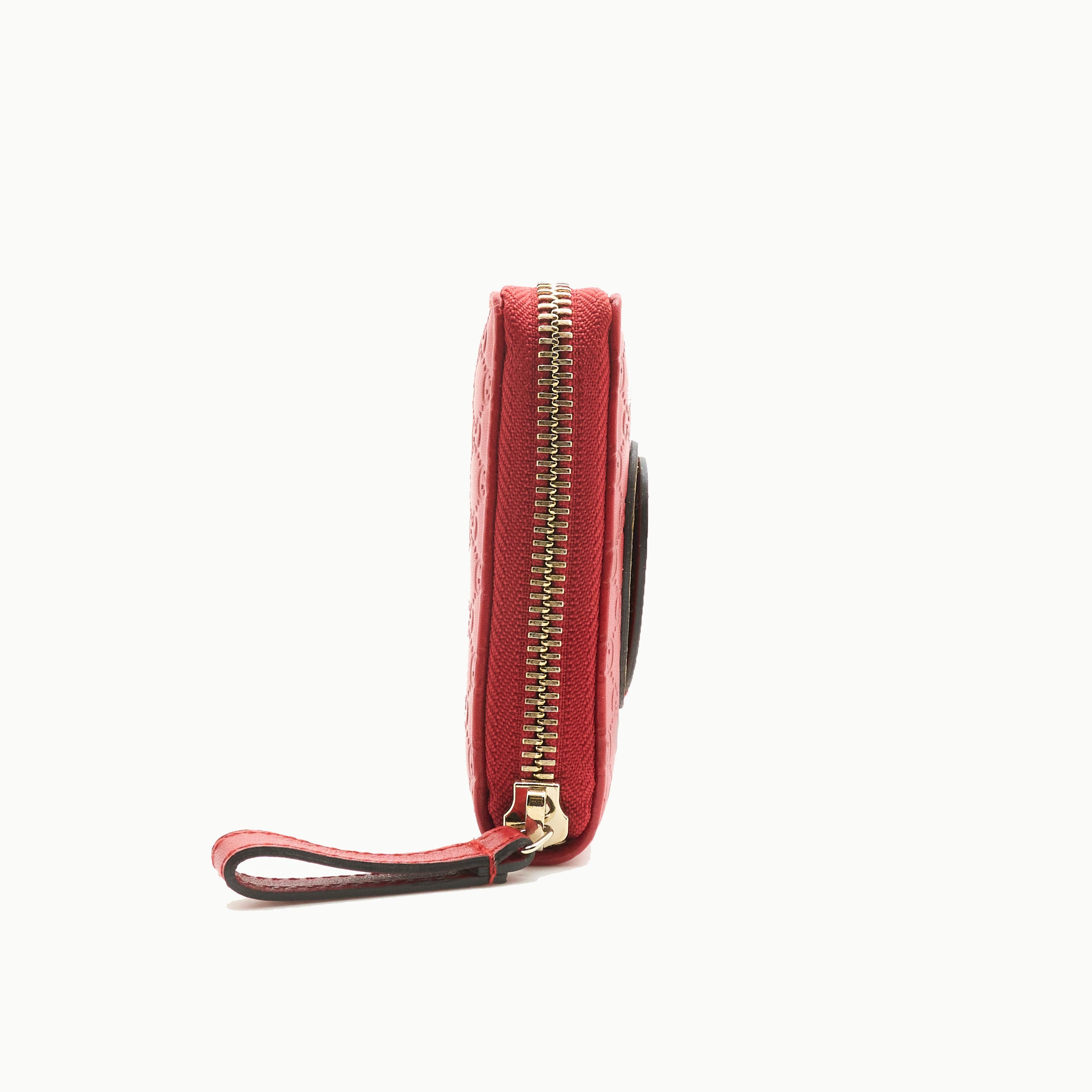 Gucci Heart Zip Around Long Wallet In Red Leather