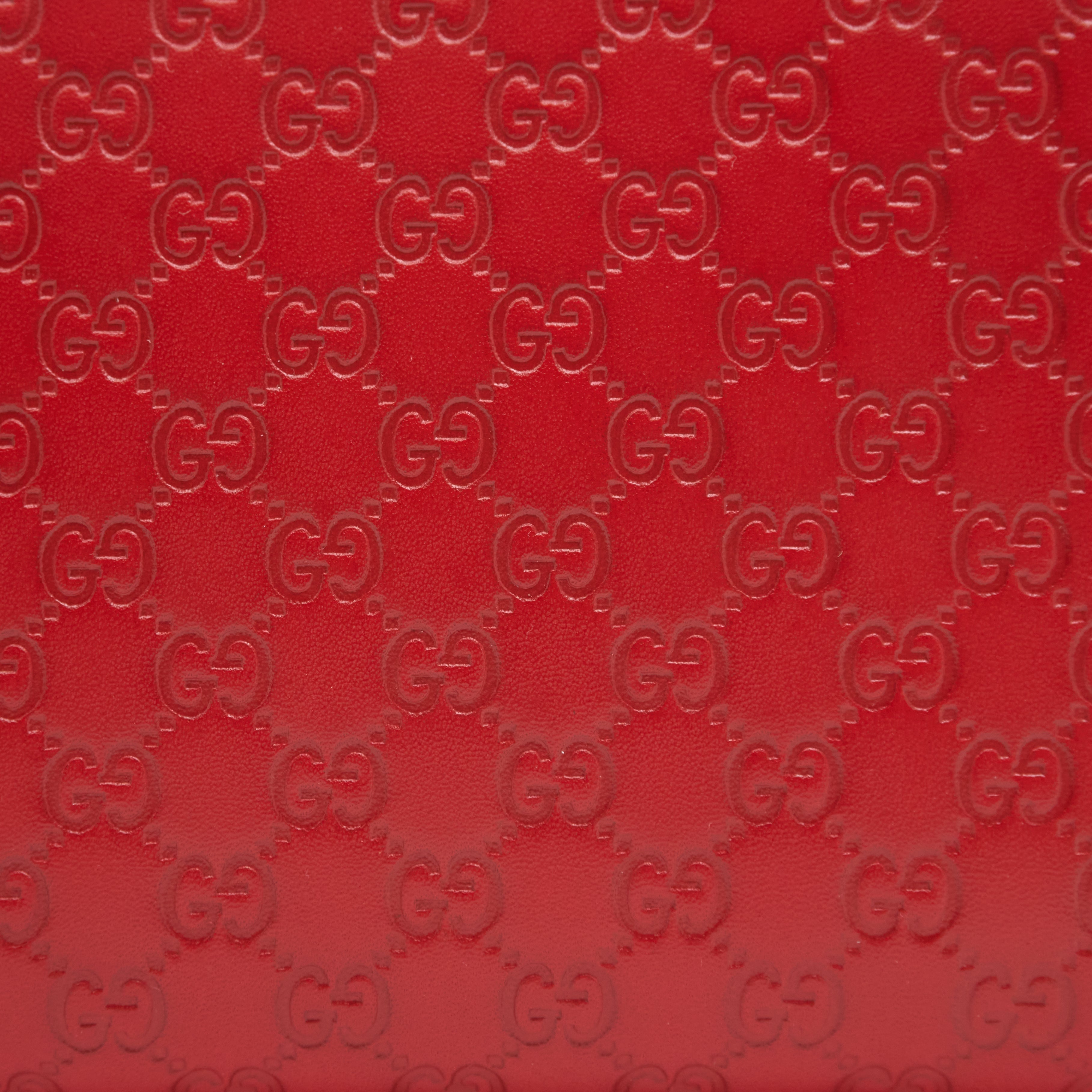 Gucci Heart Zip Around Long Wallet In Red Leather