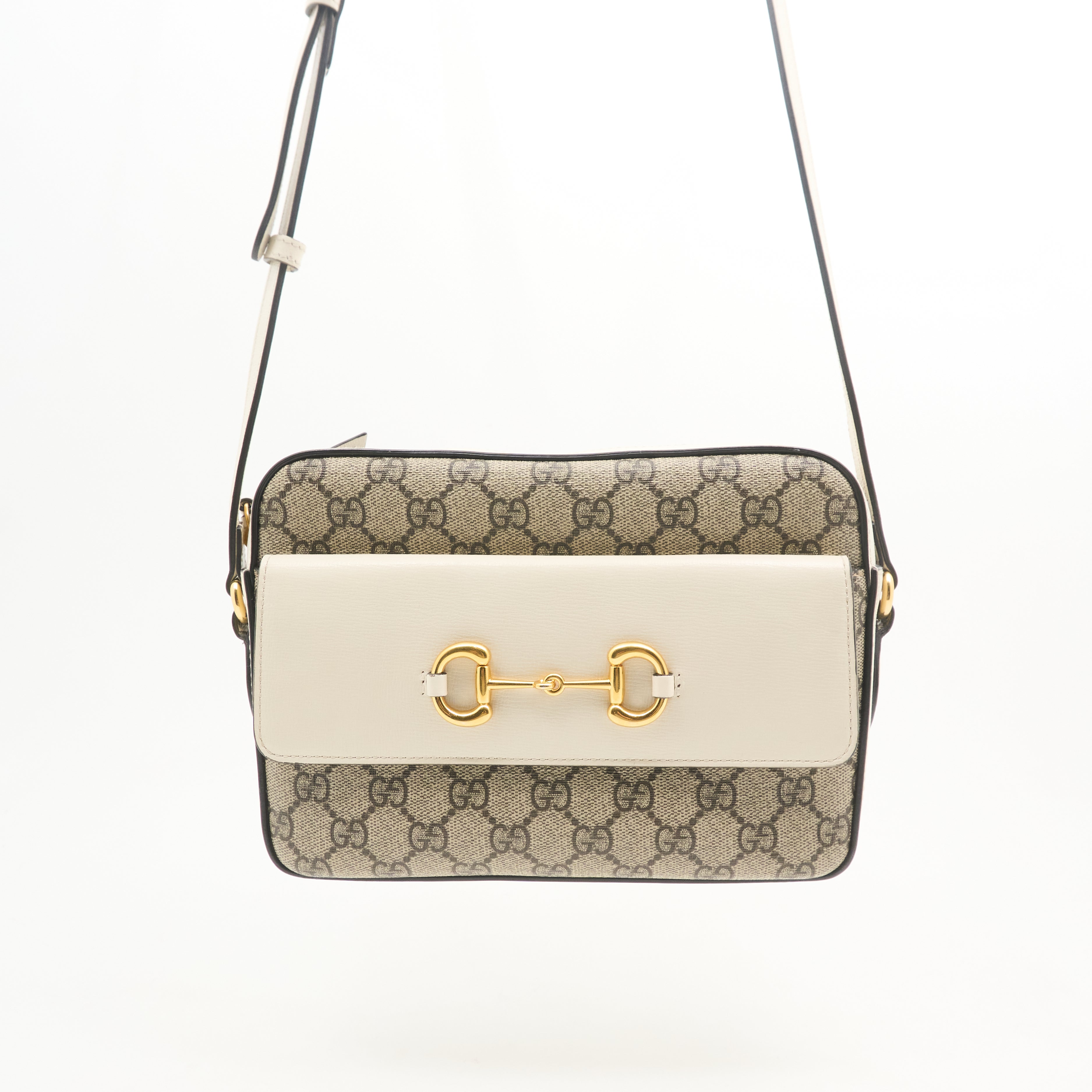 Gucci Horsebit 1955 Small White Camera Bag