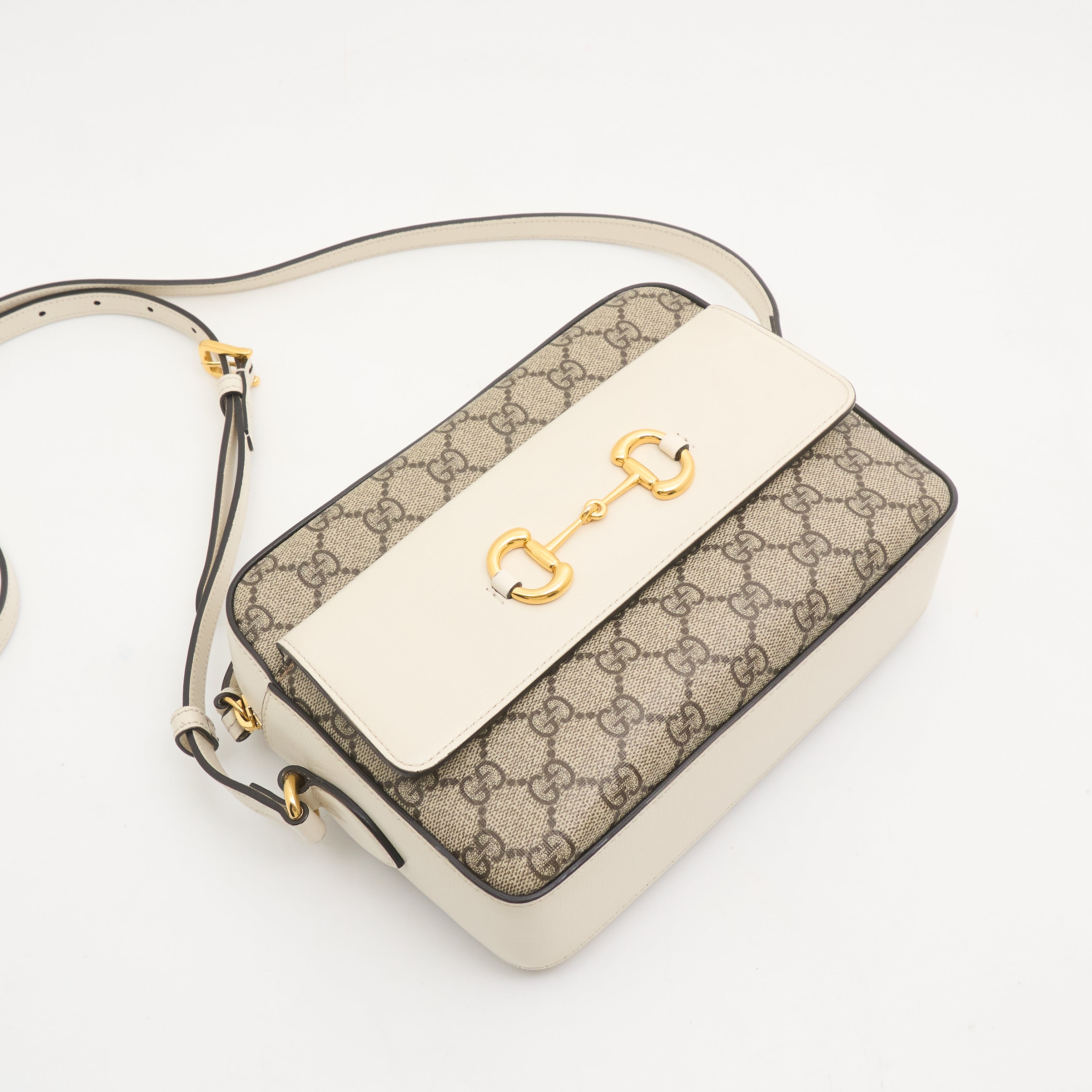 Gucci Horsebit 1955 Small White Camera Bag