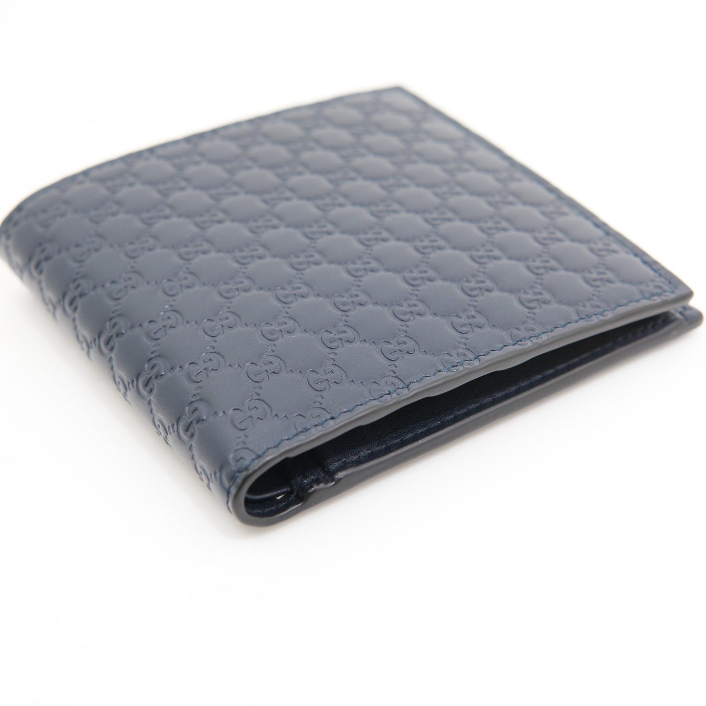 Gucci Leather Bi-Fold Wallet in Navy