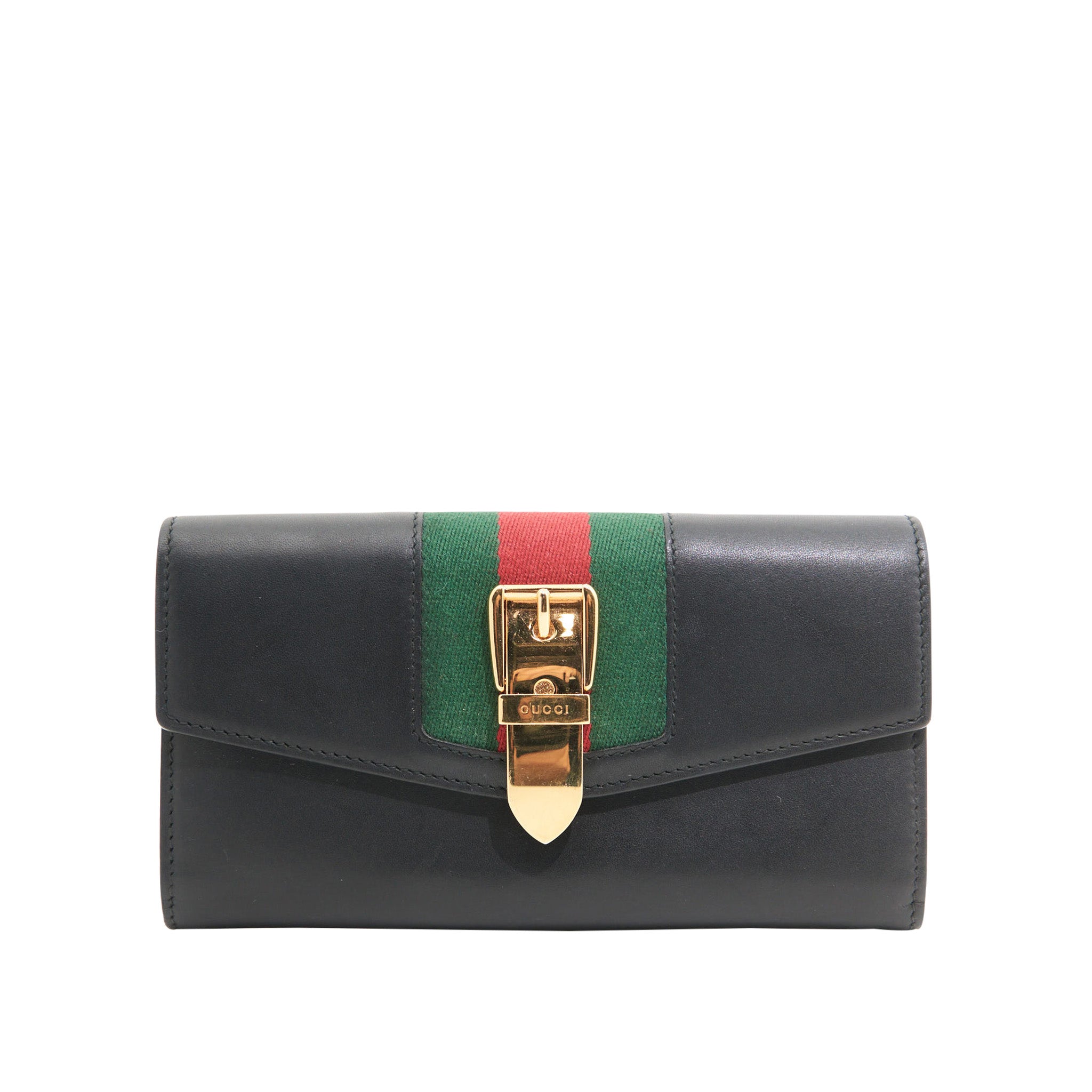 Gucci Leather Continental Wallet in Black GHW