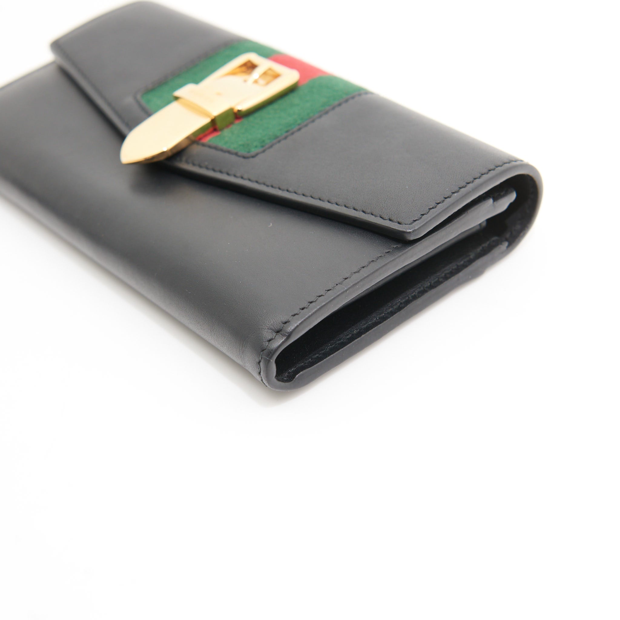 Gucci Leather Continental Wallet in Black GHW