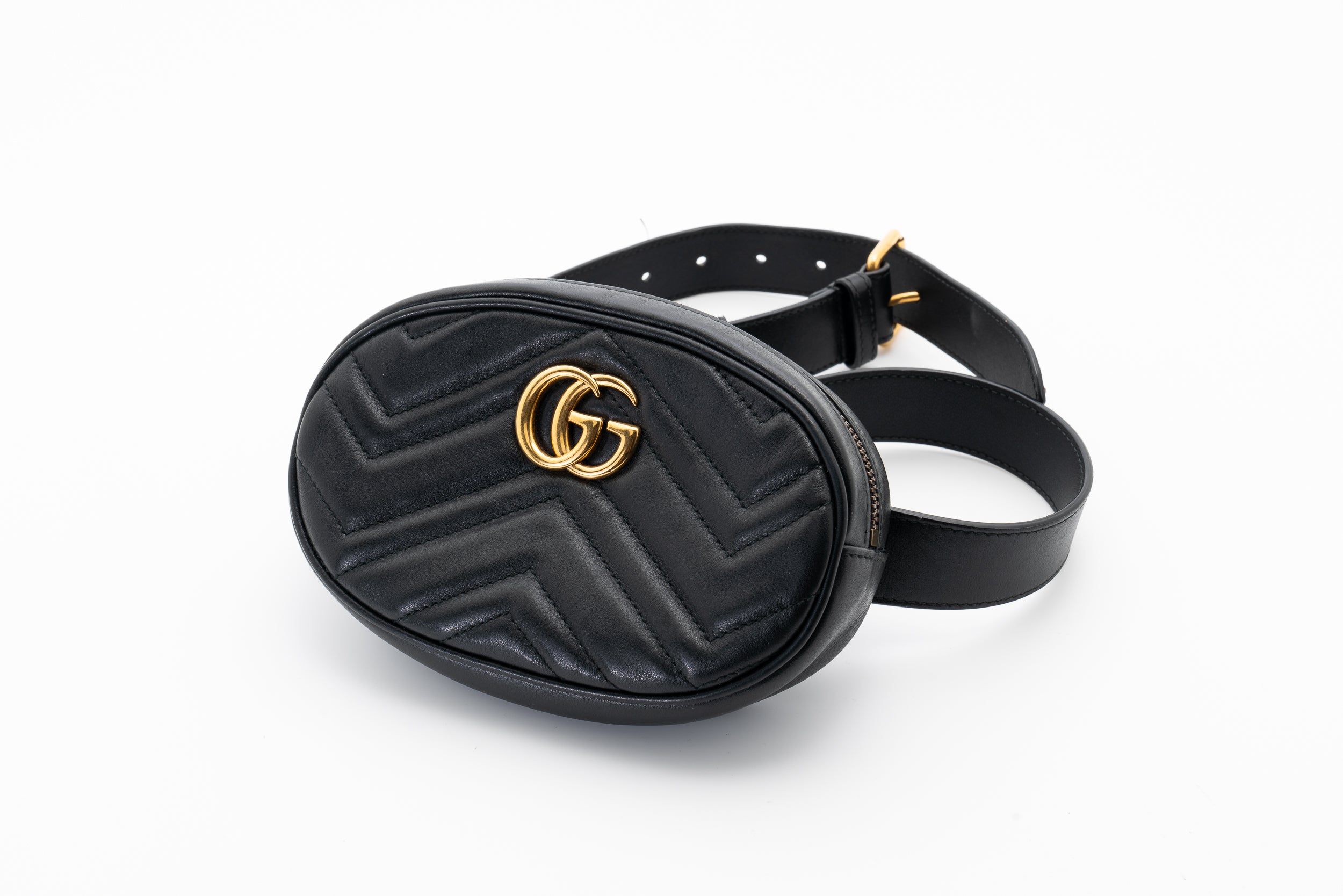 Gucci Leather Marmont Belt Bag in Black GHW