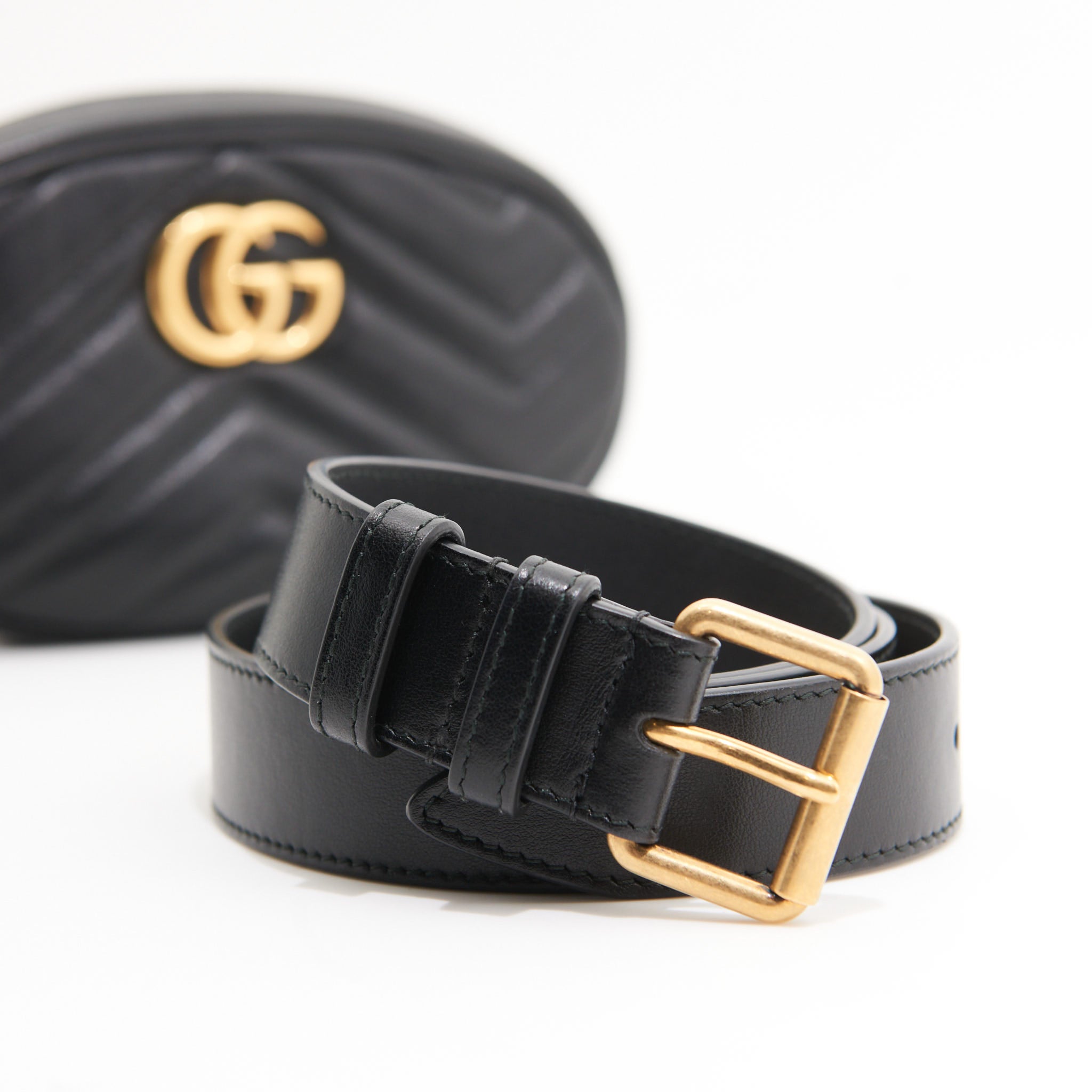 Gucci Leather Marmont Belt Bag in Black GHW