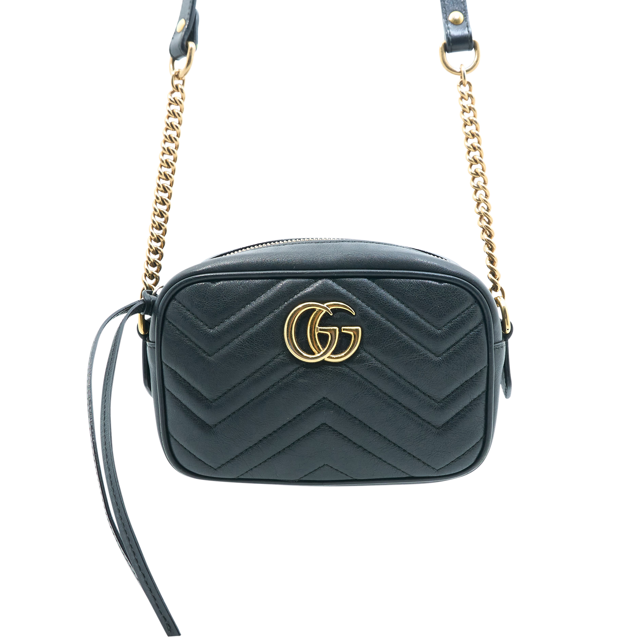 Gucci GG Black Marmont Matelasse Mini Crossbody Bag