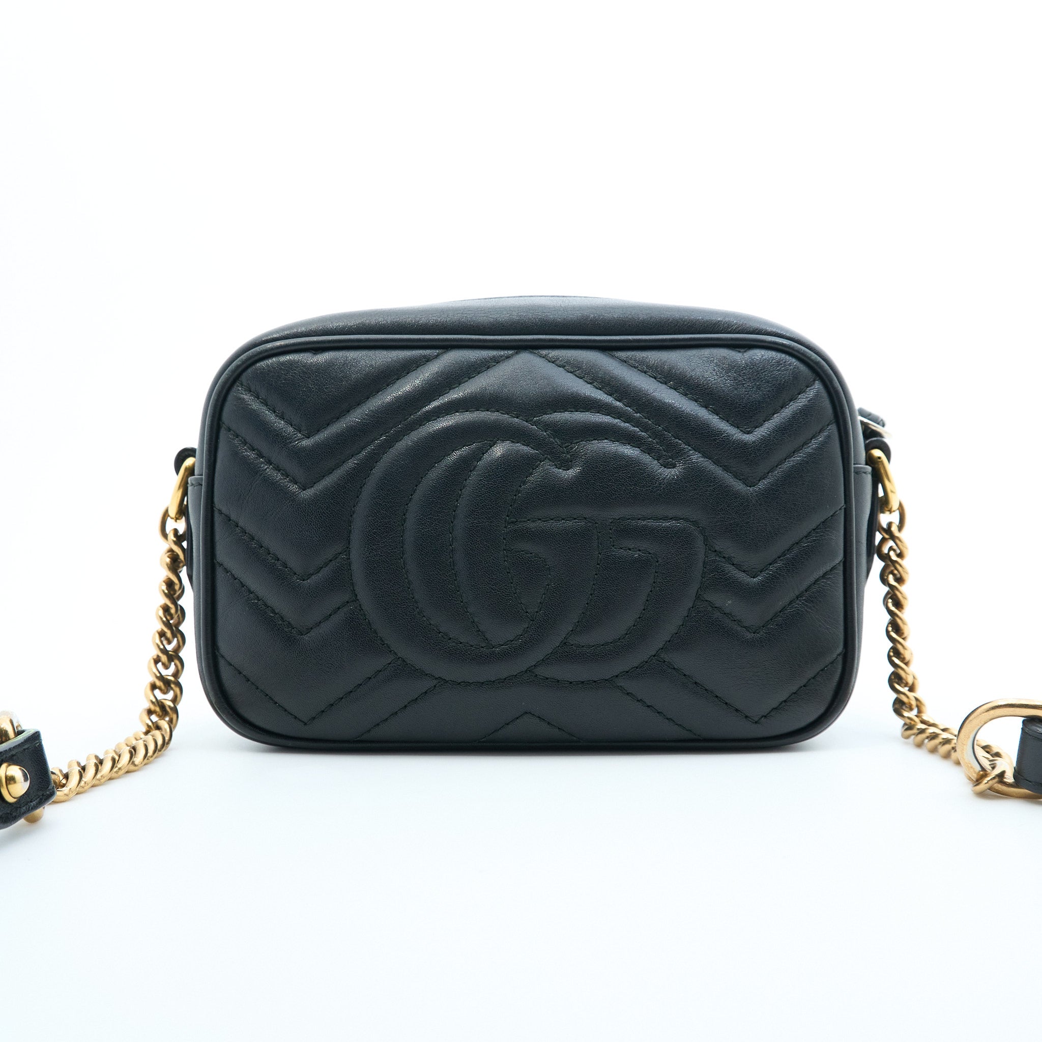 Gucci GG Black Marmont Matelasse Mini Crossbody Bag