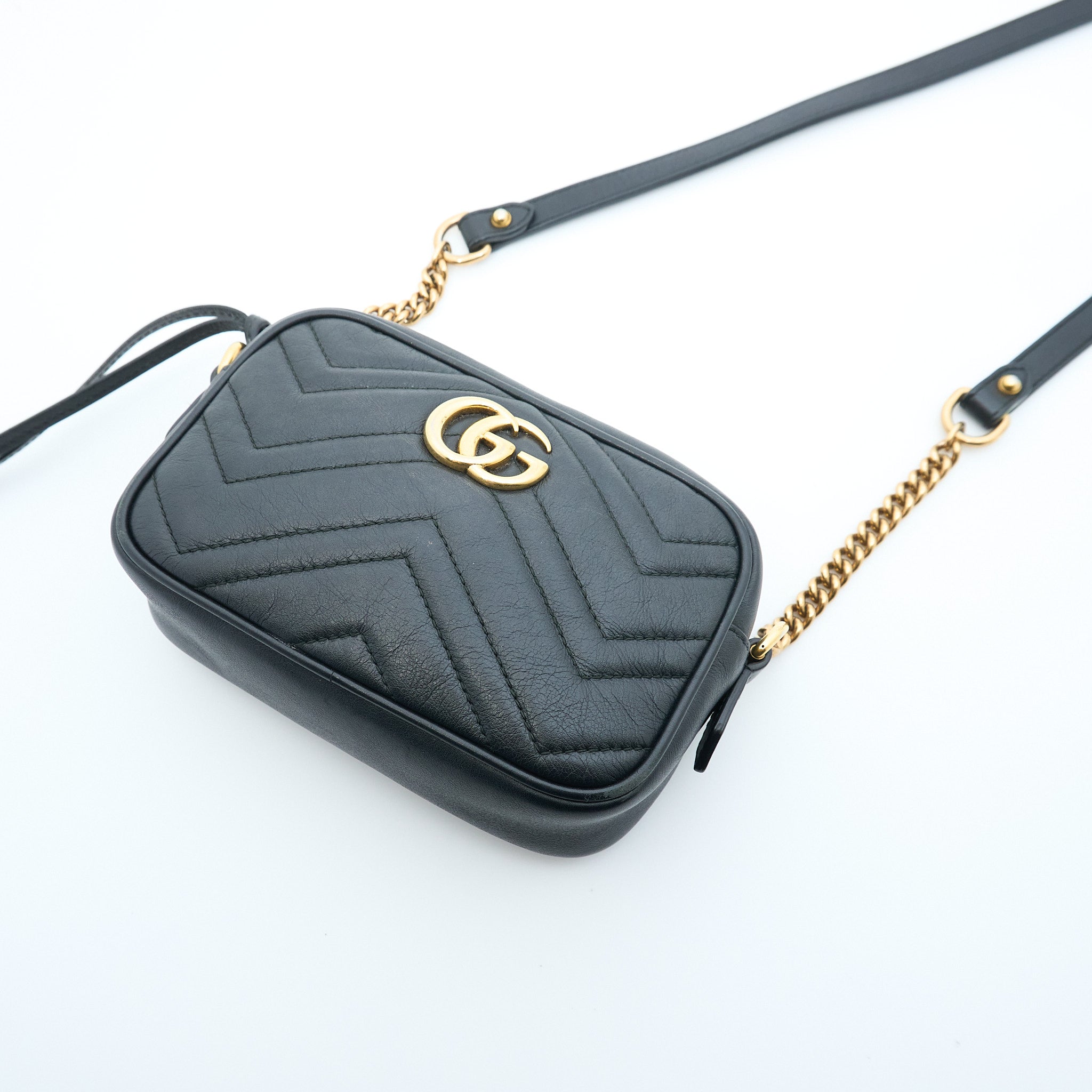 Gucci GG Black Marmont Matelasse Mini Crossbody Bag