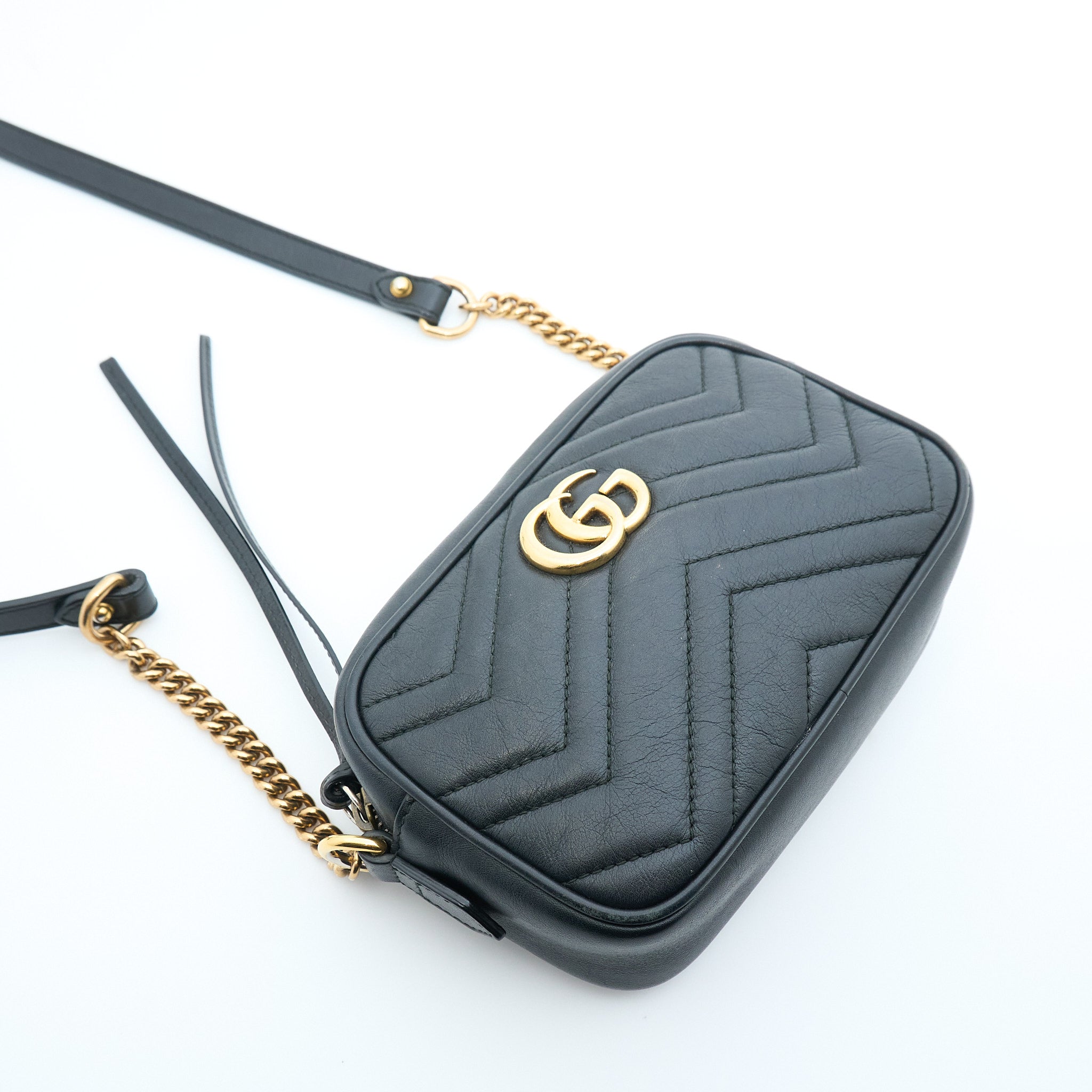 Gucci GG Black Marmont Matelasse Mini Crossbody Bag