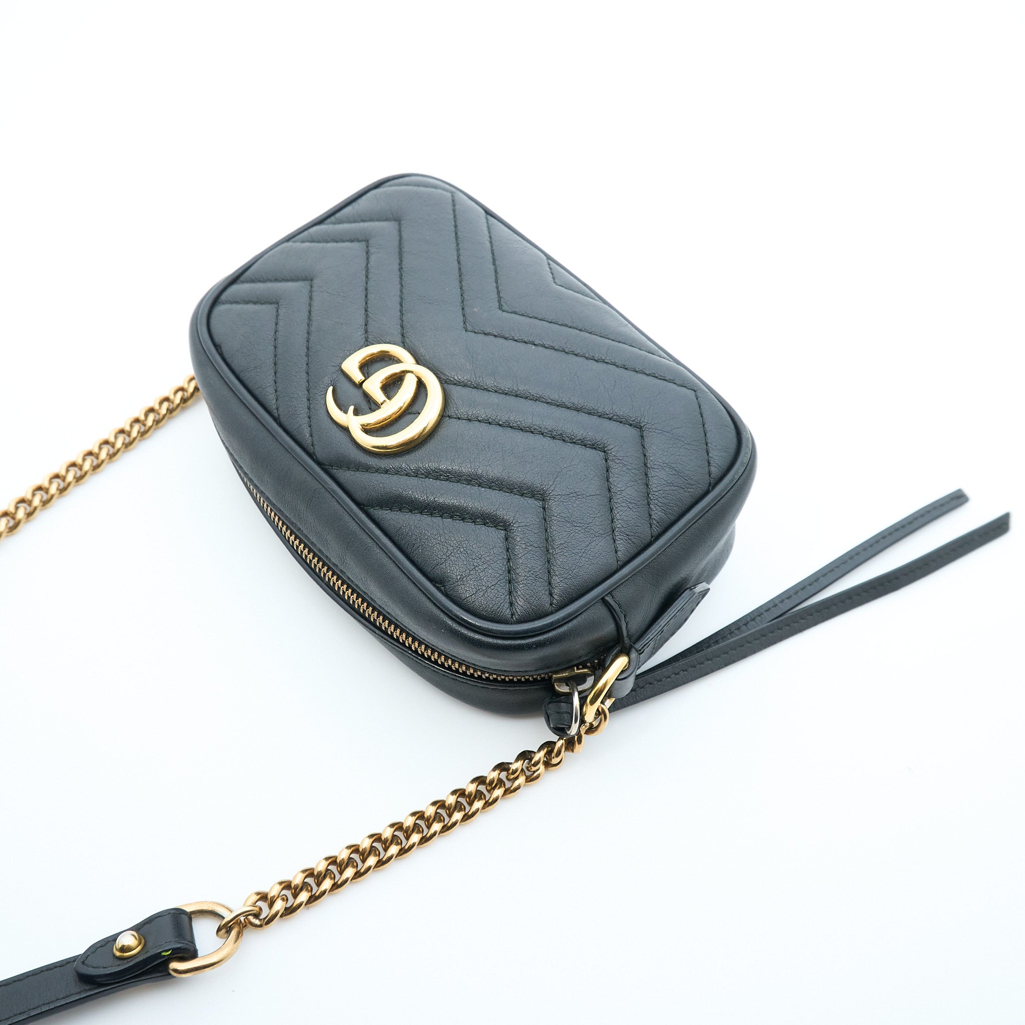 Gucci GG Black Marmont Matelasse Mini Crossbody Bag