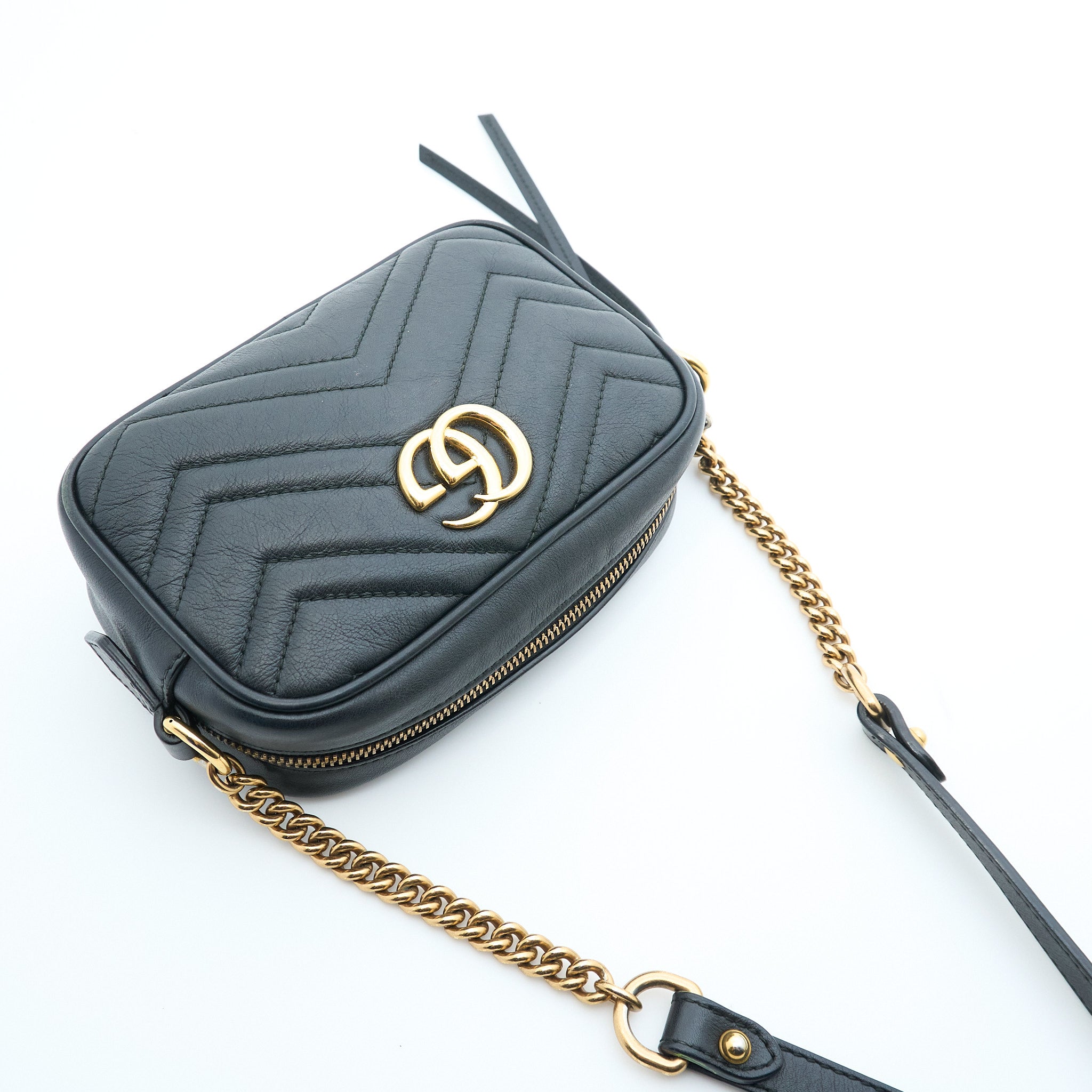 Gucci GG Black Marmont Matelasse Mini Crossbody Bag