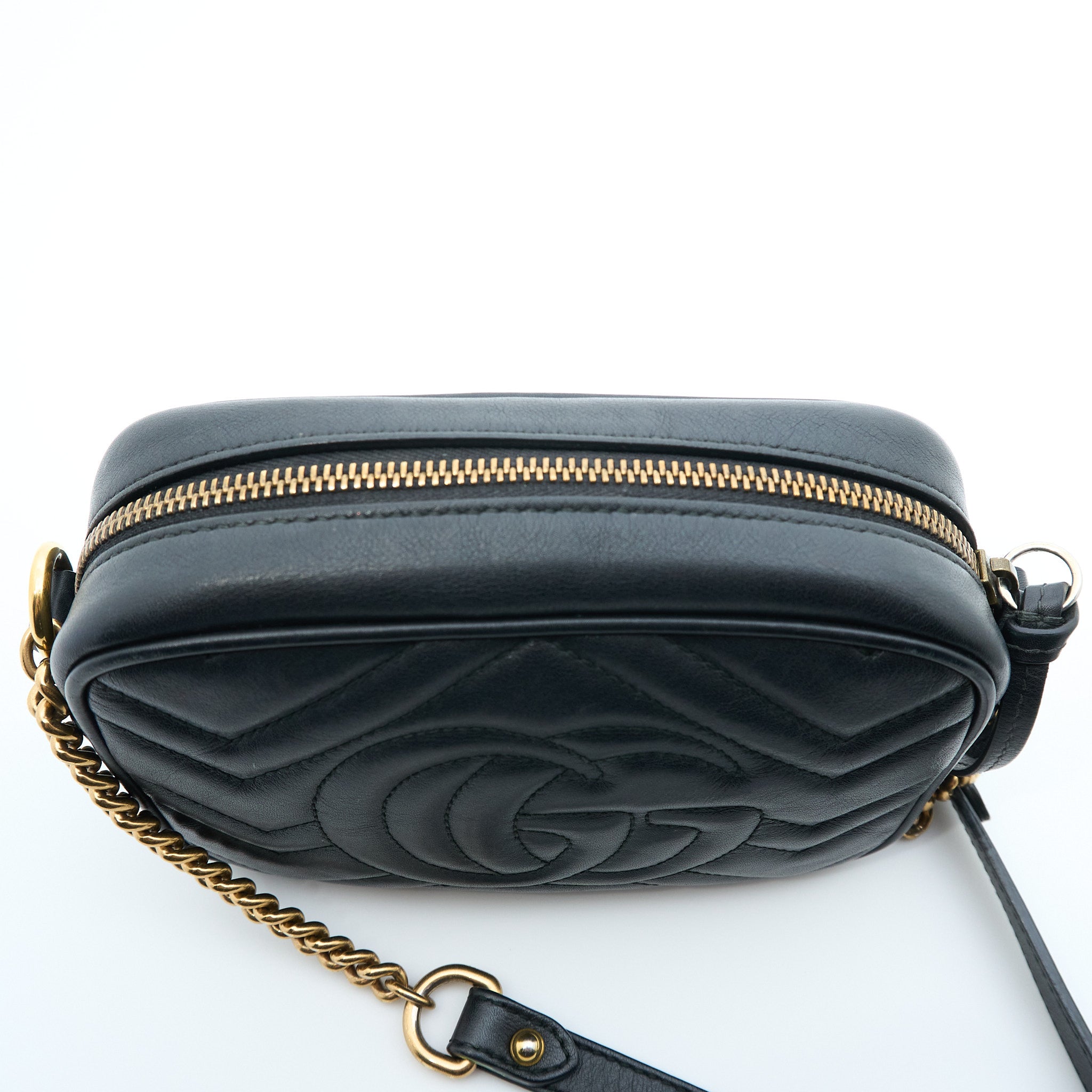 Gucci GG Black Marmont Matelasse Mini Crossbody Bag