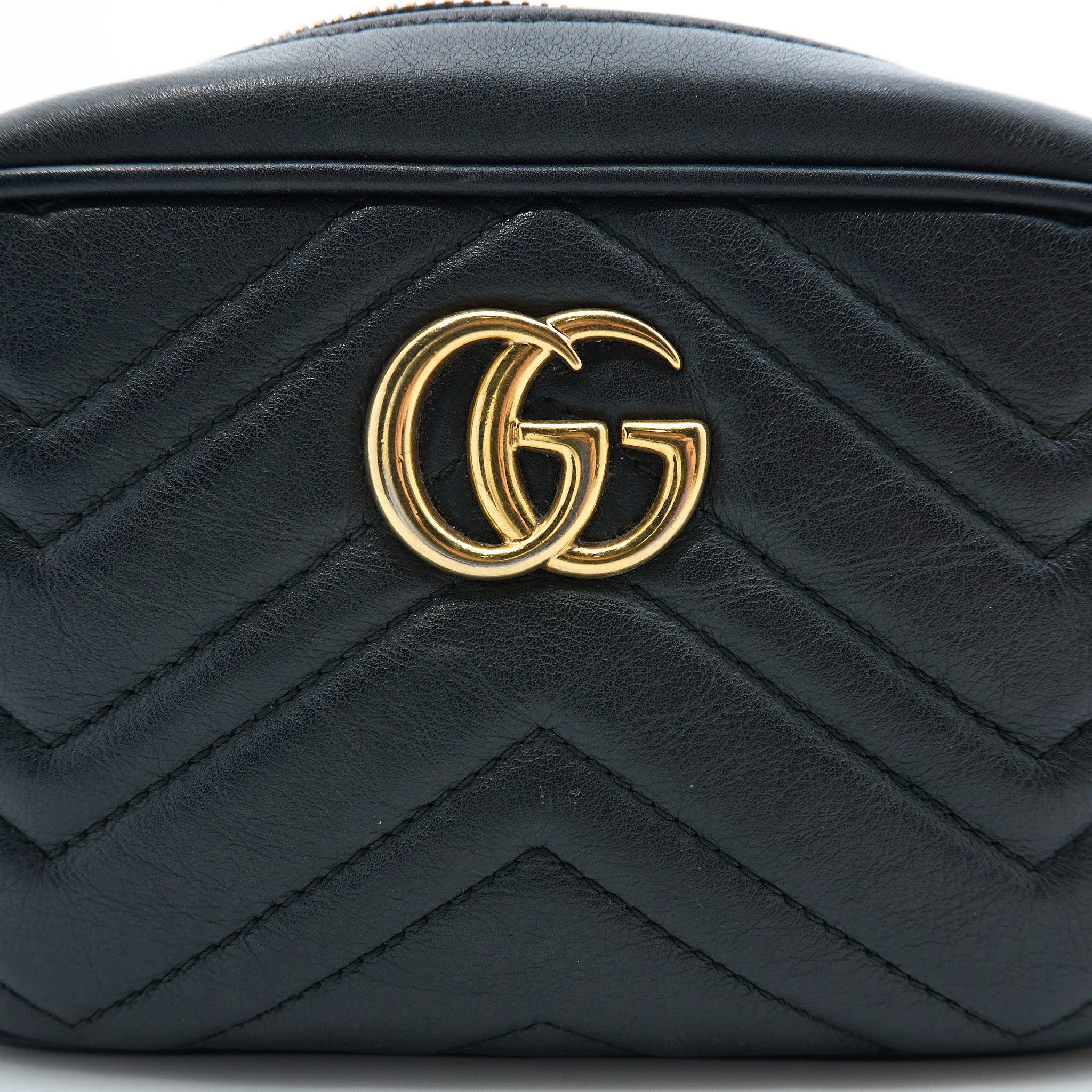 Gucci GG Black Marmont Matelasse Mini Crossbody Bag