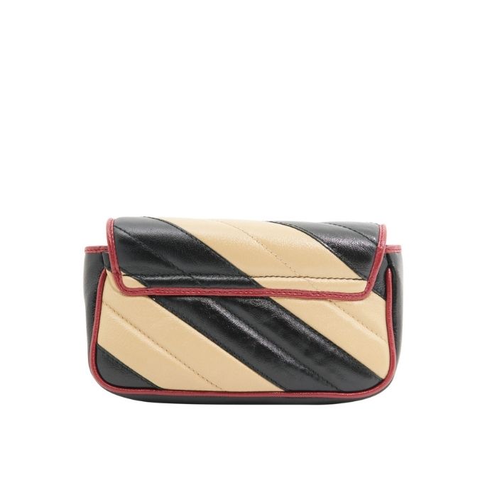 Gucci Leather Marmont Mini in Beige, Black and Red GHW