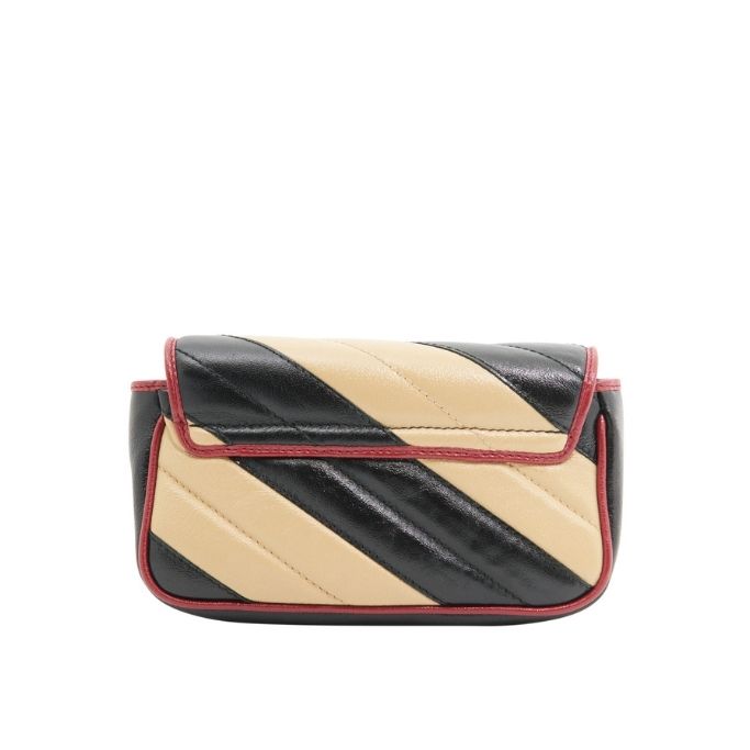 Gucci Marmont Mini Bag in Beige, Black and Red