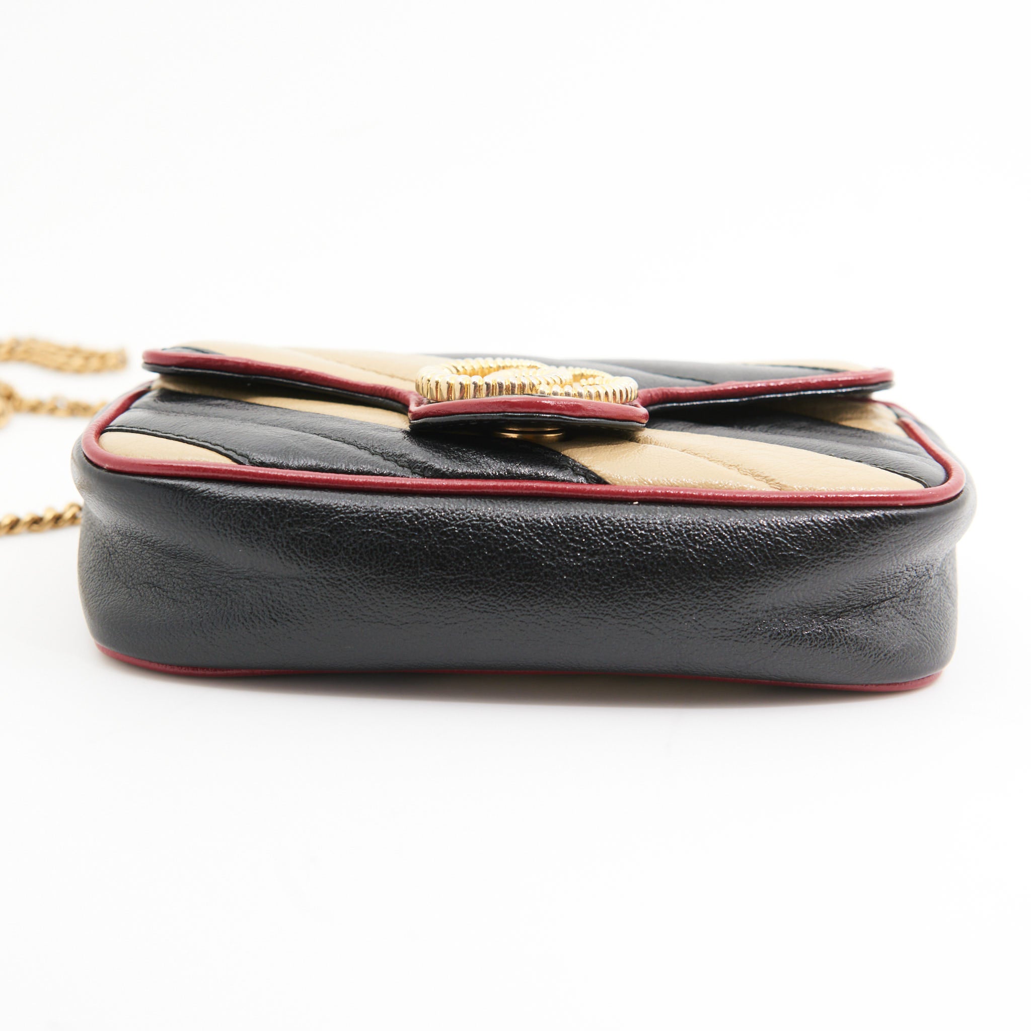 Gucci Marmont Mini Bag in Beige, Black and Red