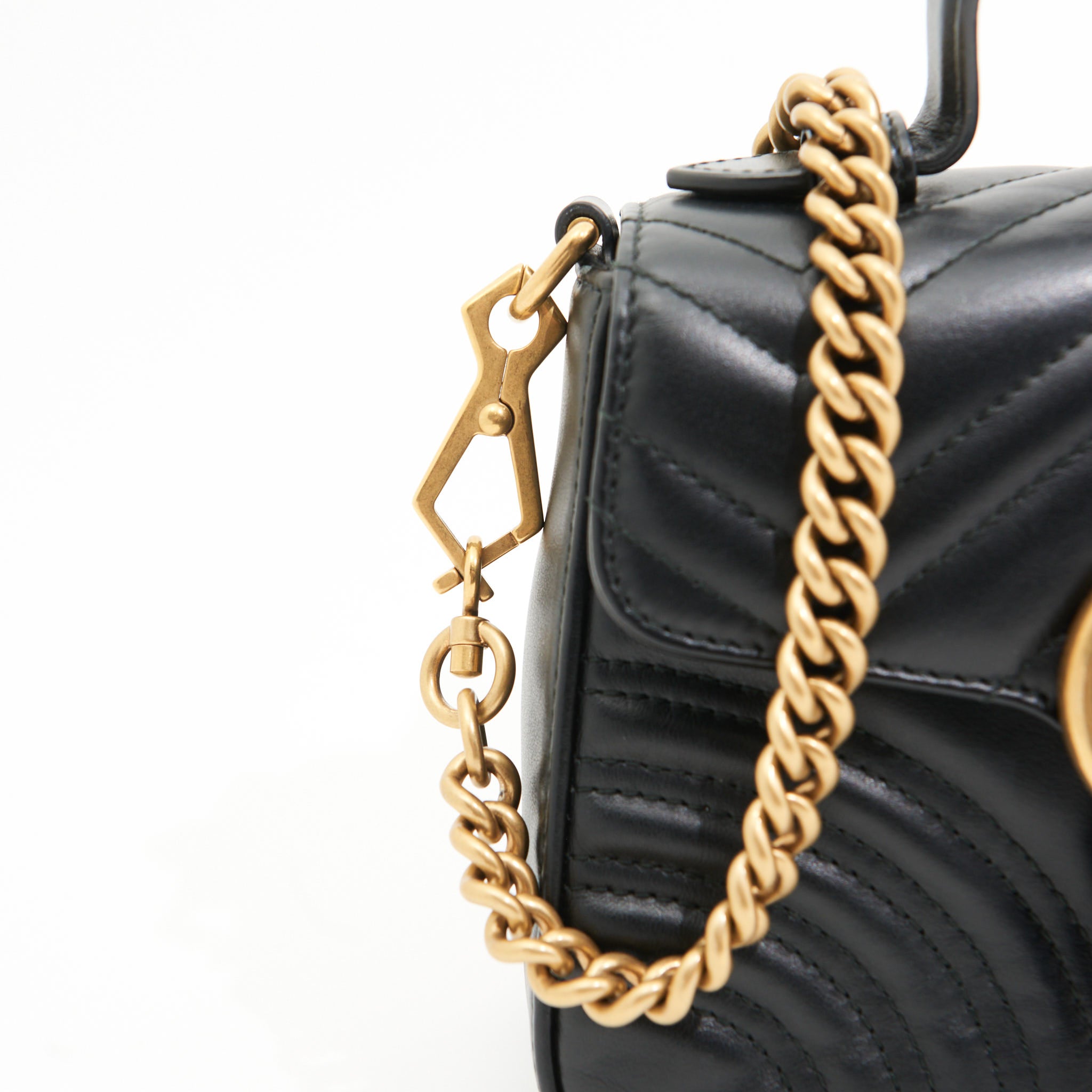 Gucci Leather Marmont Top Handle in Black