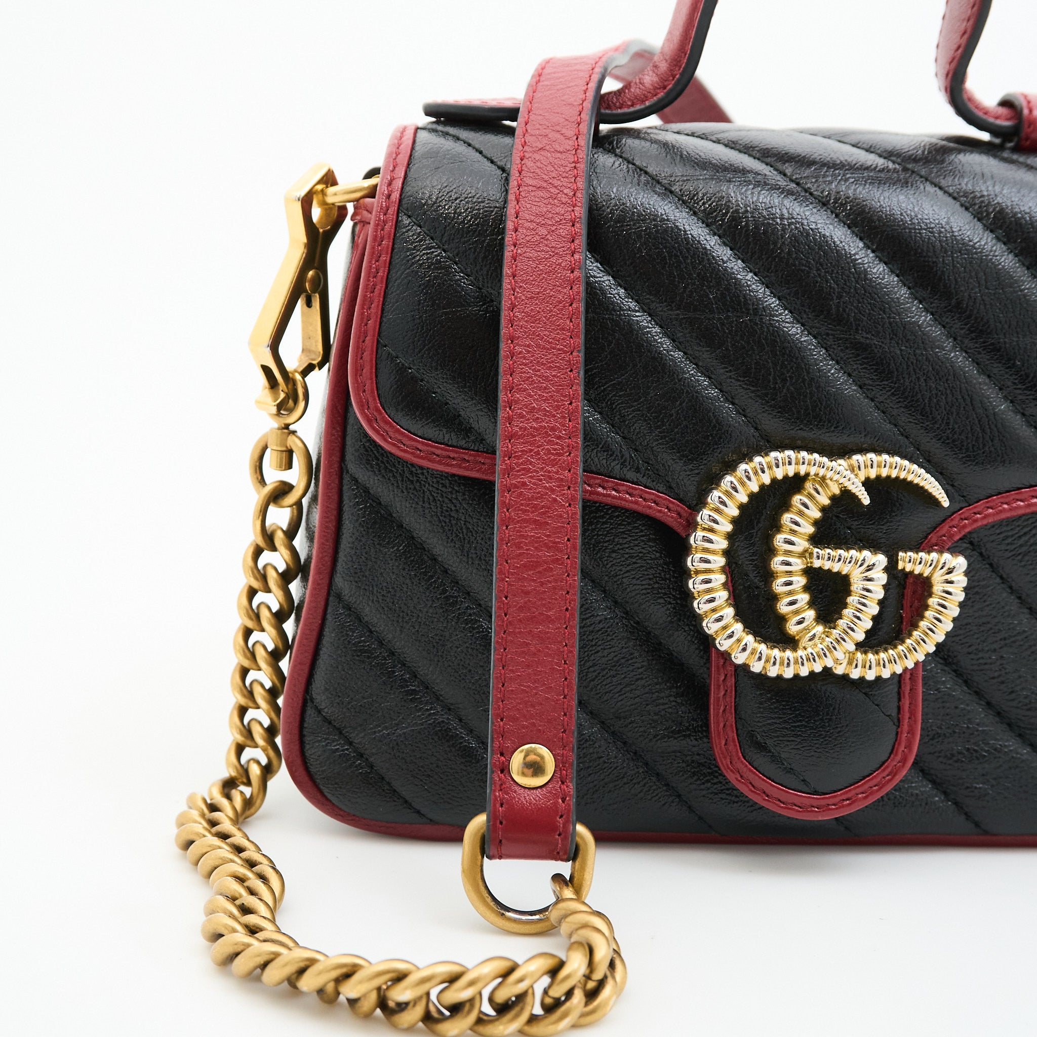 Gucci Leather Marmont Torchon Bag in Black