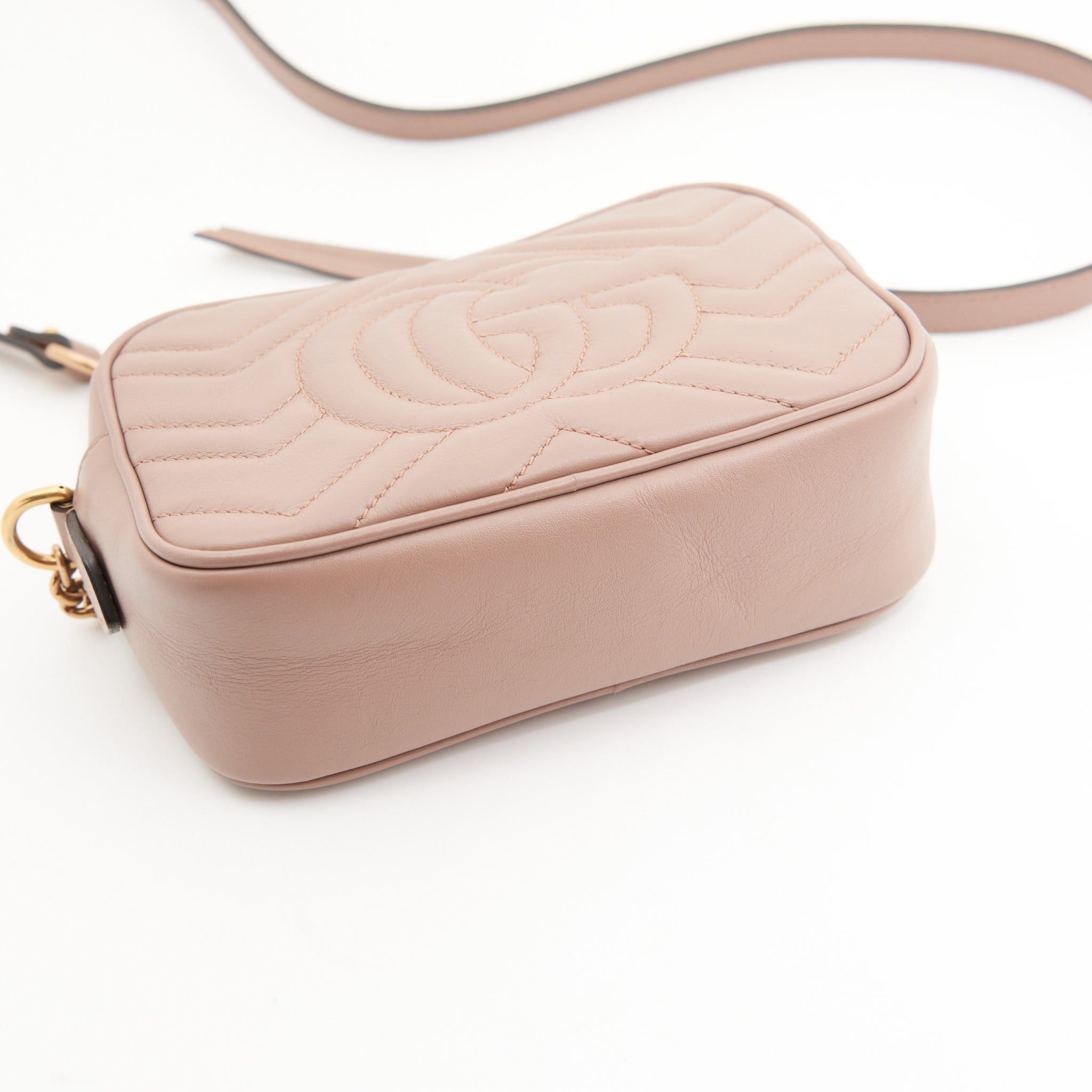 Gucci Leather Mini Marmont in Beige