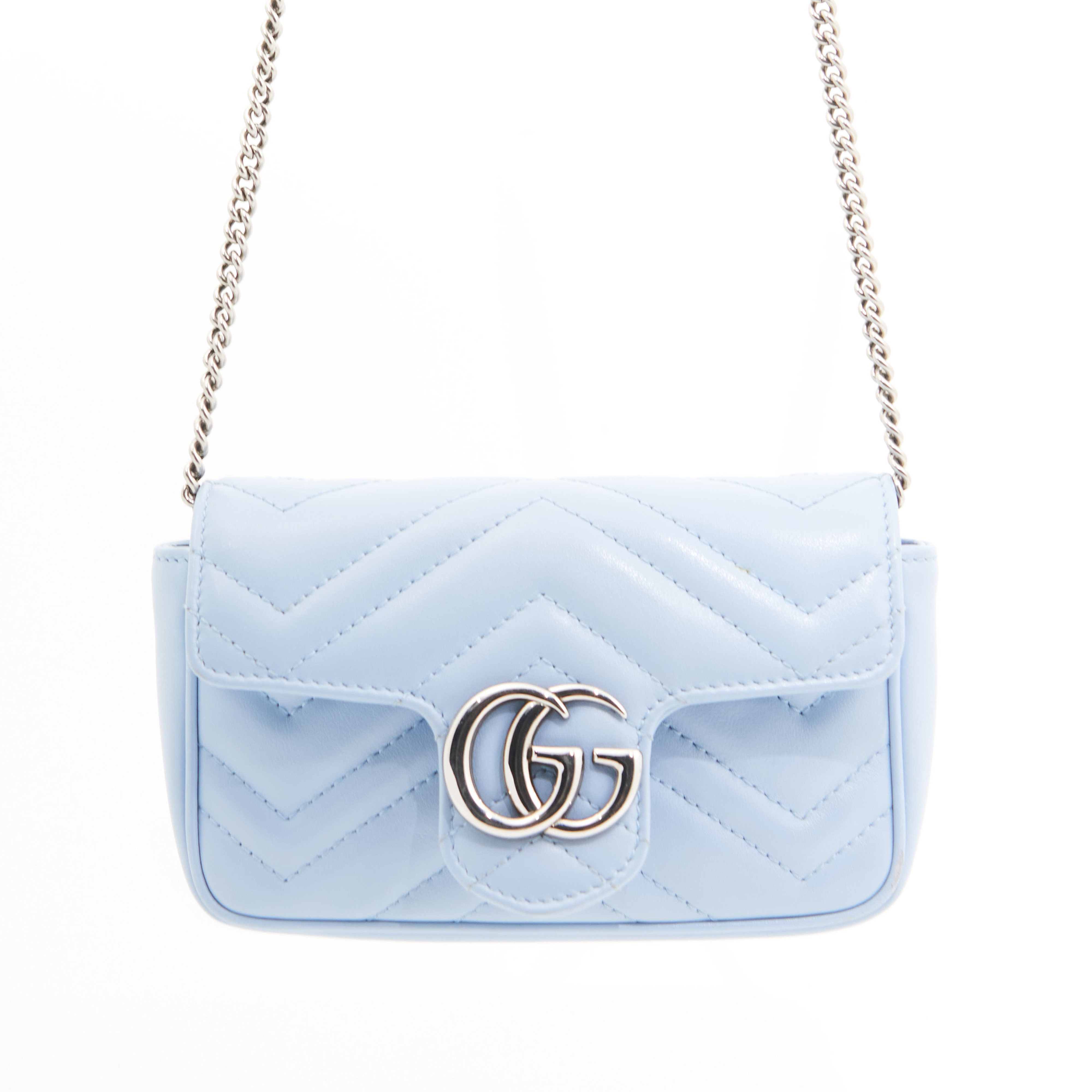 Gucci GG Marmont Matelasse Super Mini Blue Bag