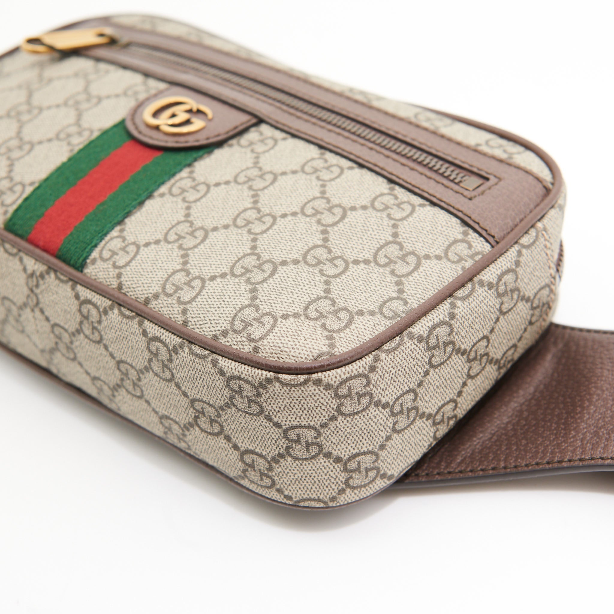 Gucci Leather Ophidia GG Belt Bag in Brown Monogram GHW