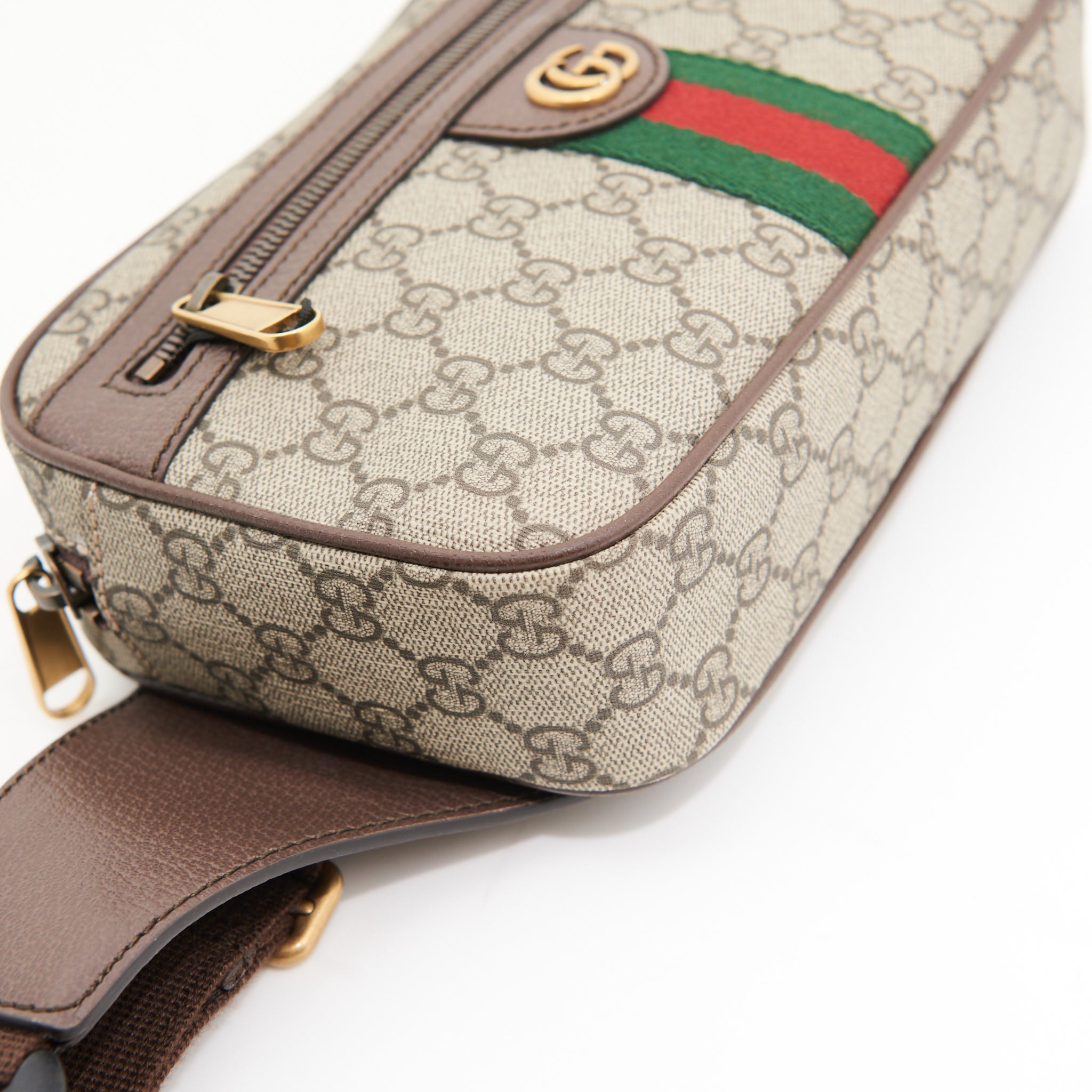 Gucci Leather Ophidia GG Belt Bag in Brown Monogram GHW