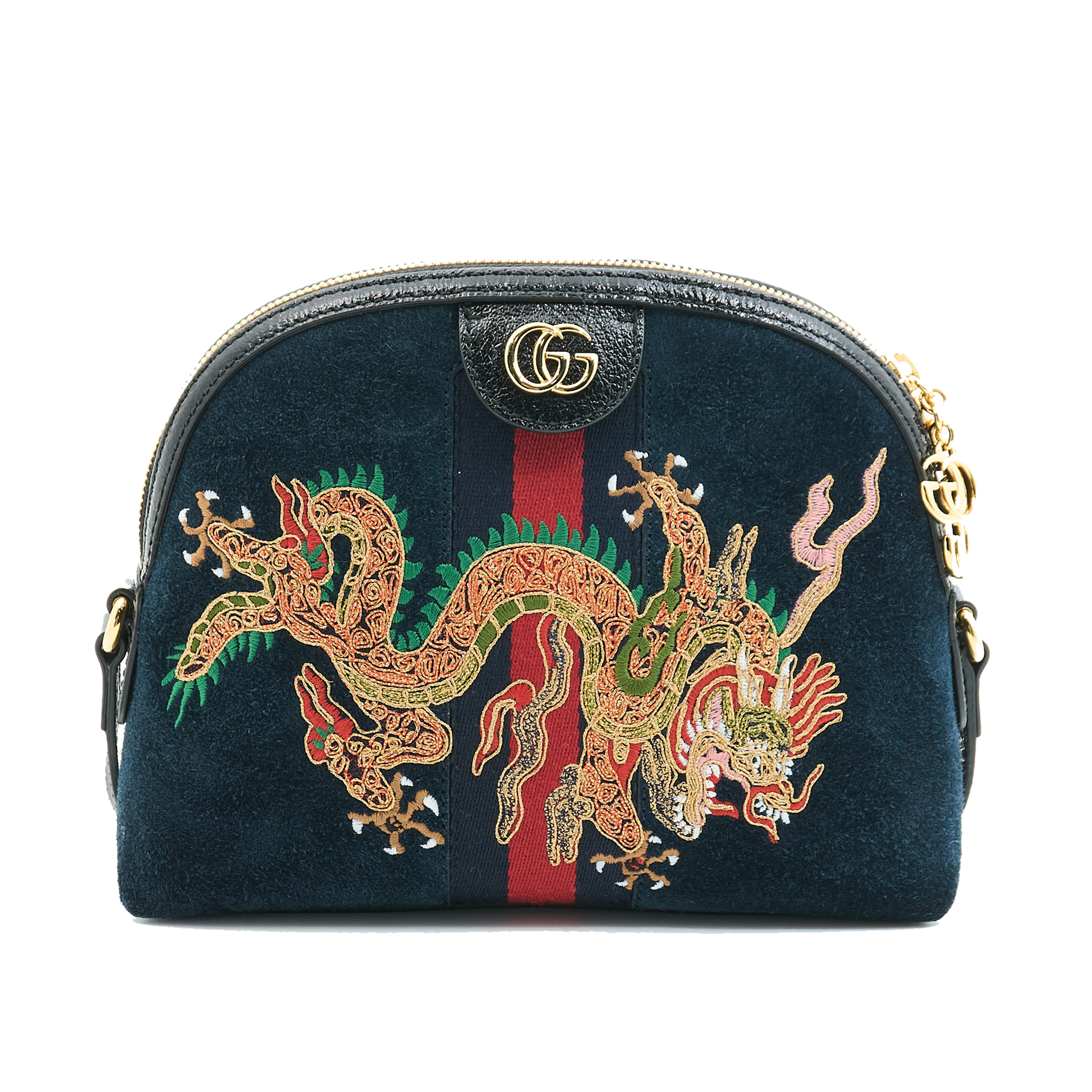 Gucci Ophidia Suede Crossbody with Dragon Embroidery