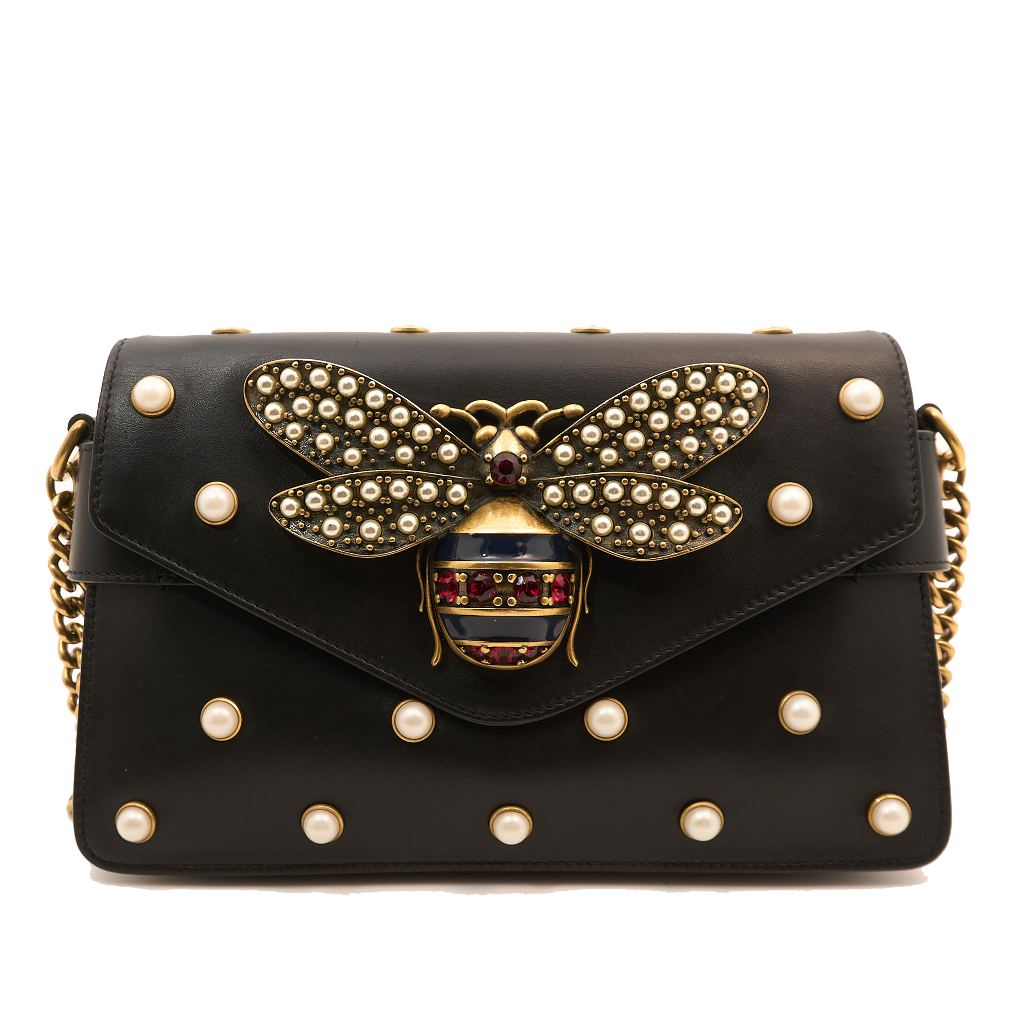Gucci Queen Bee Black Leather Shoulder Bag