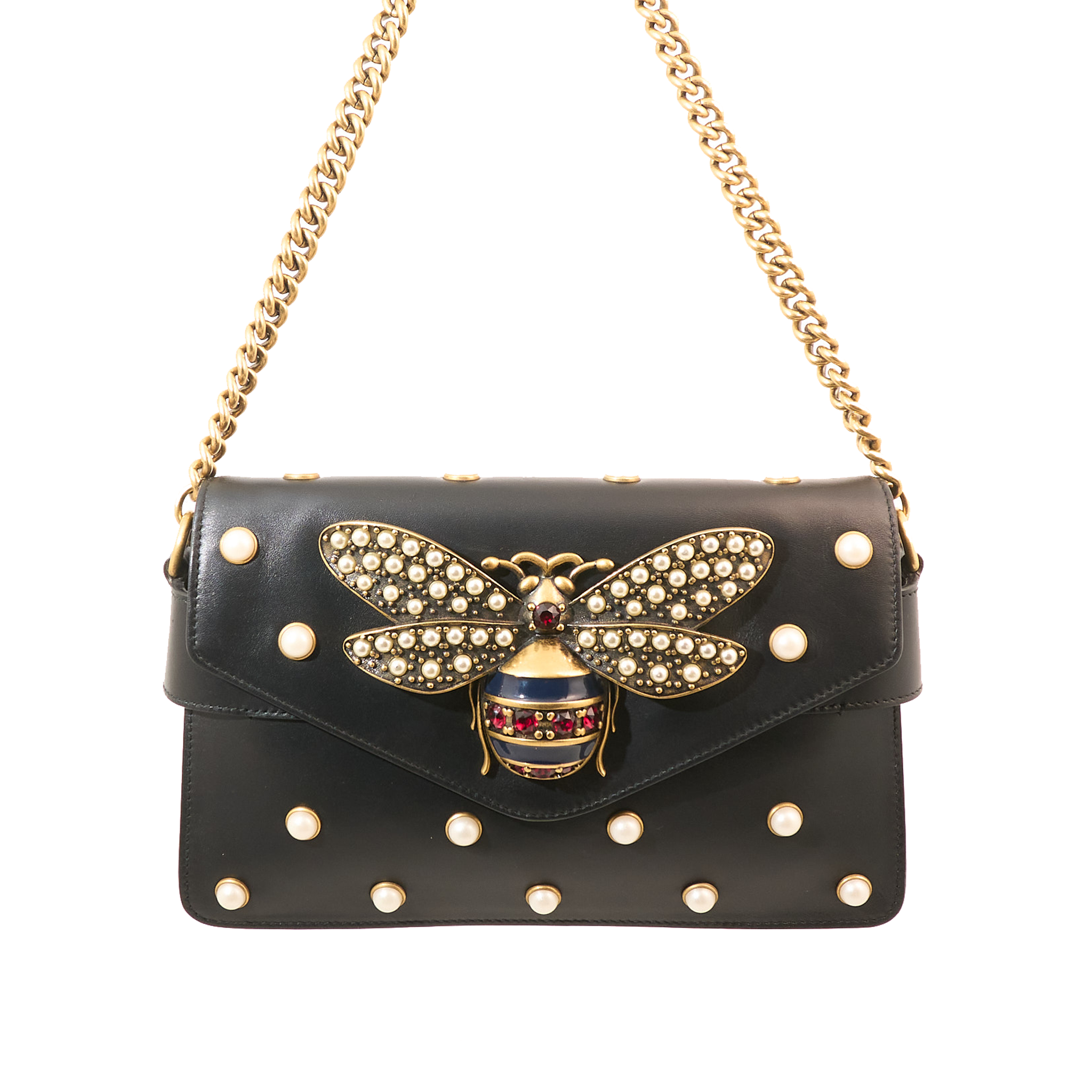 Gucci Queen Bee Black Leather Shoulder Bag