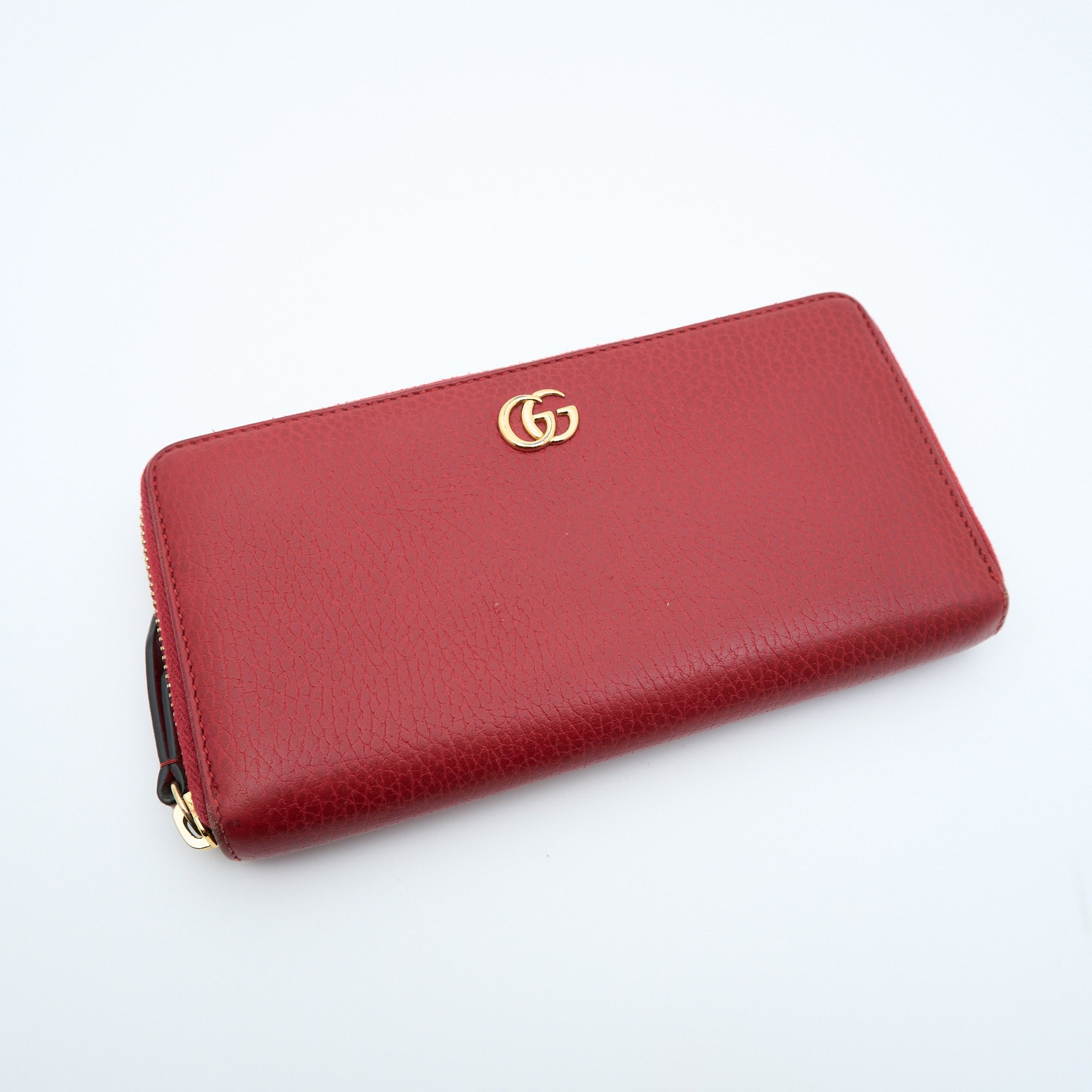 Gucci Red Long Zip Around Wallet