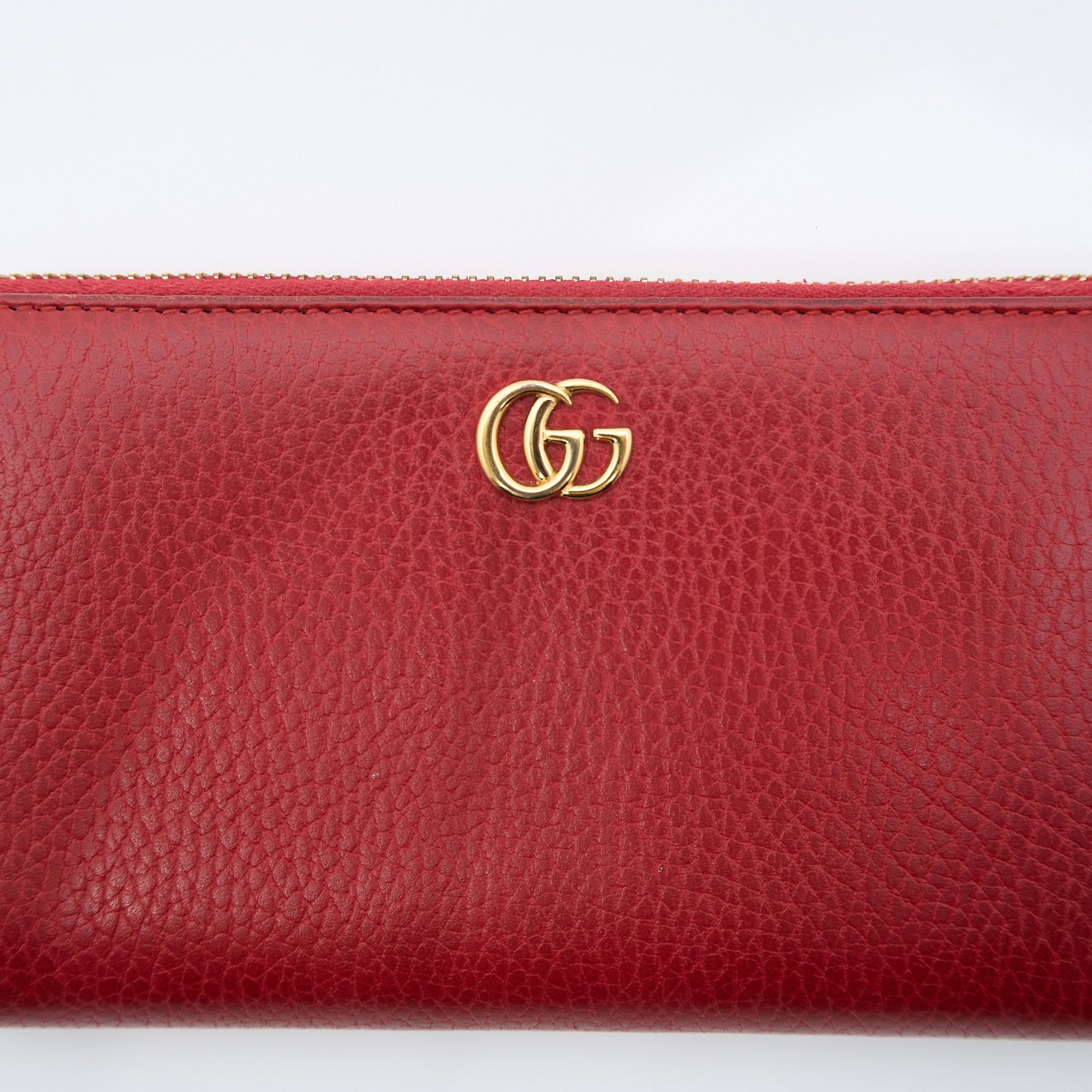 Gucci Red Long Zip Around Wallet