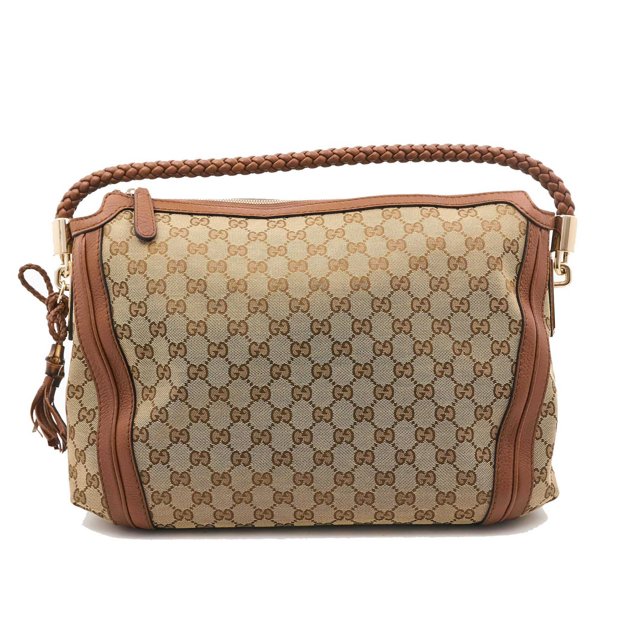 Gucci GG Supreme Canvas Tote with Braided Leather Handle