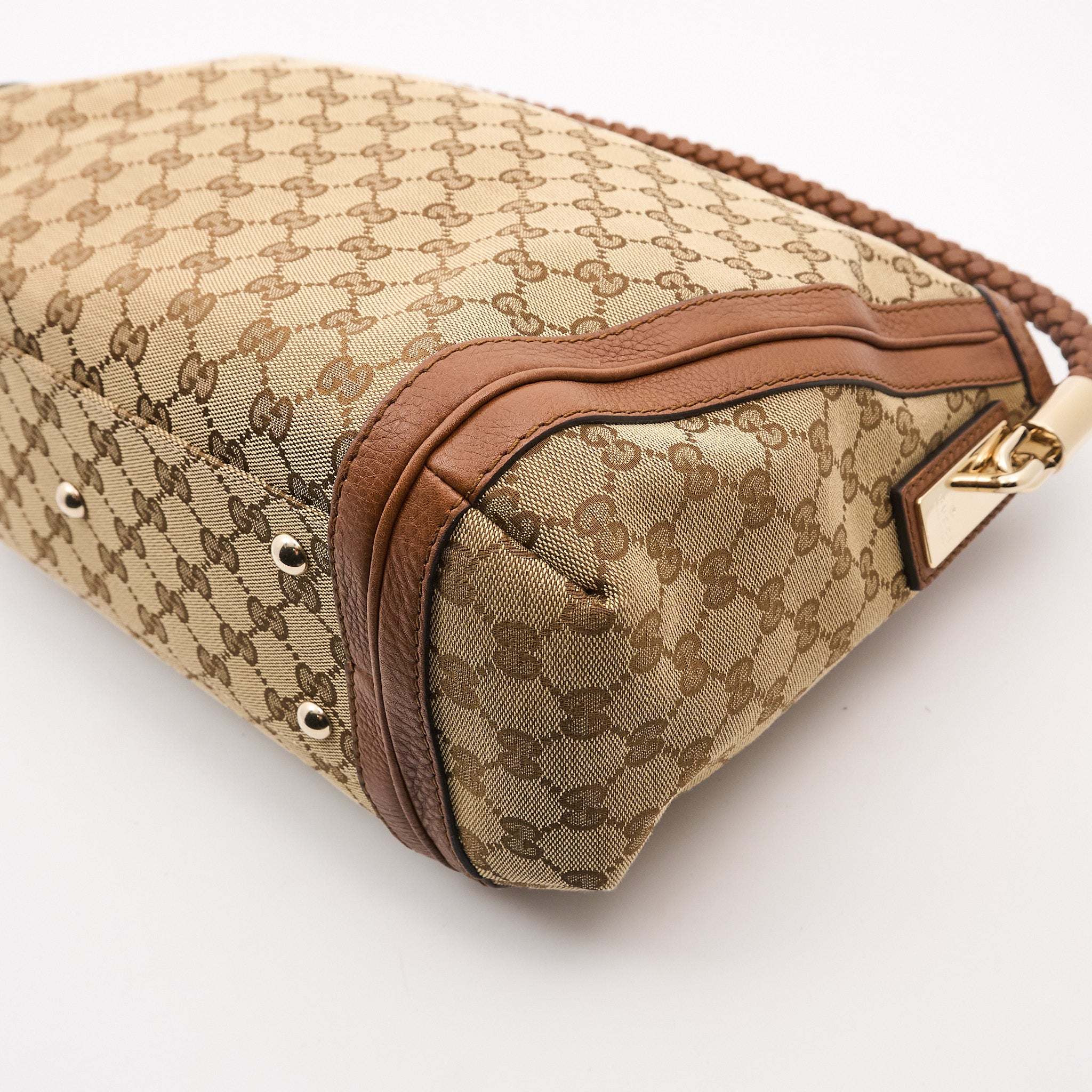 Gucci GG Supreme Canvas Tote with Braided Leather Handle