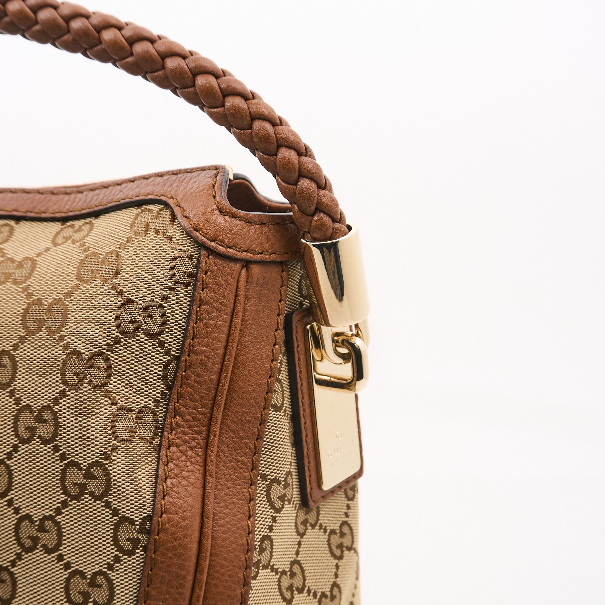 Gucci GG Supreme Canvas Tote with Braided Leather Handle