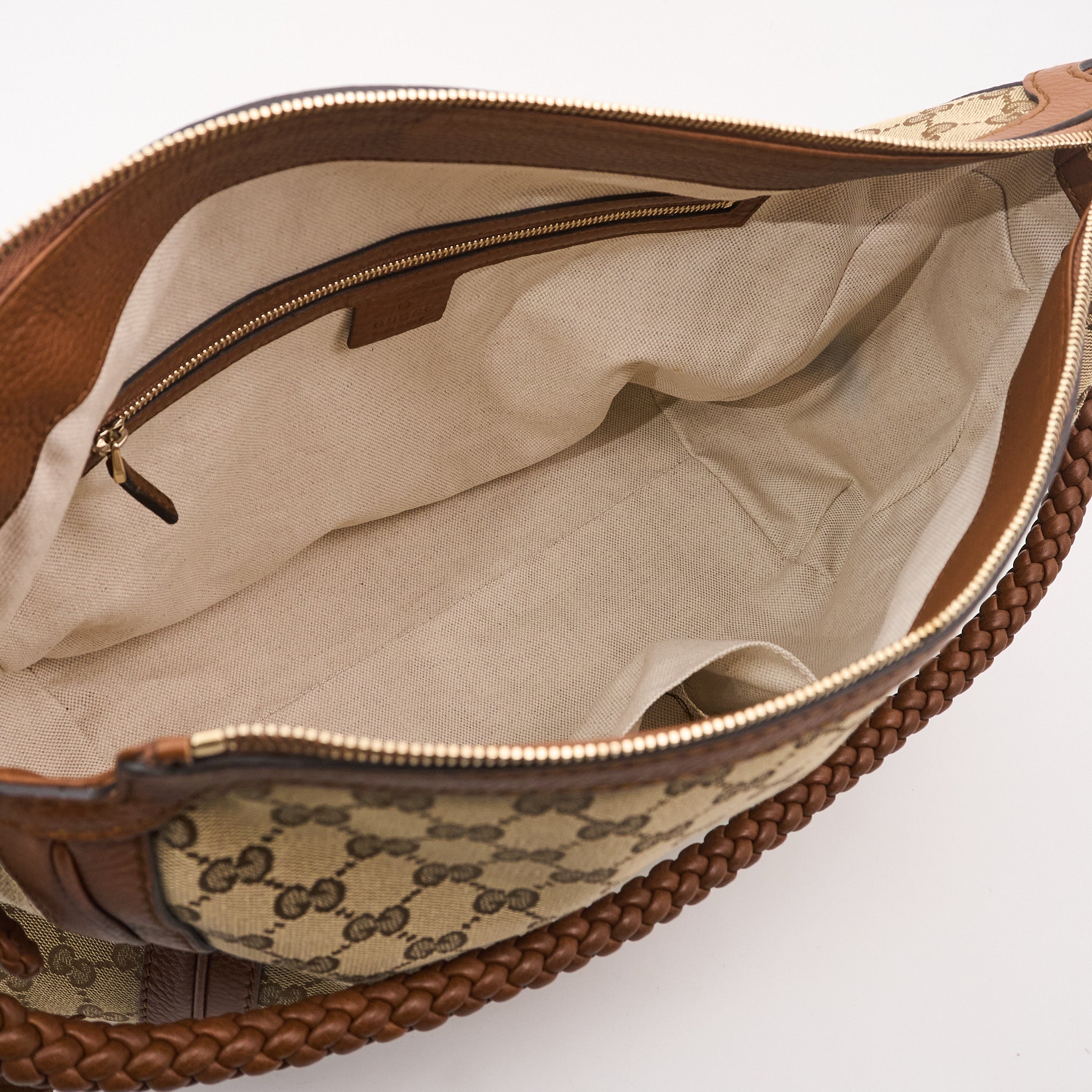 Gucci GG Supreme Canvas Tote with Braided Leather Handle