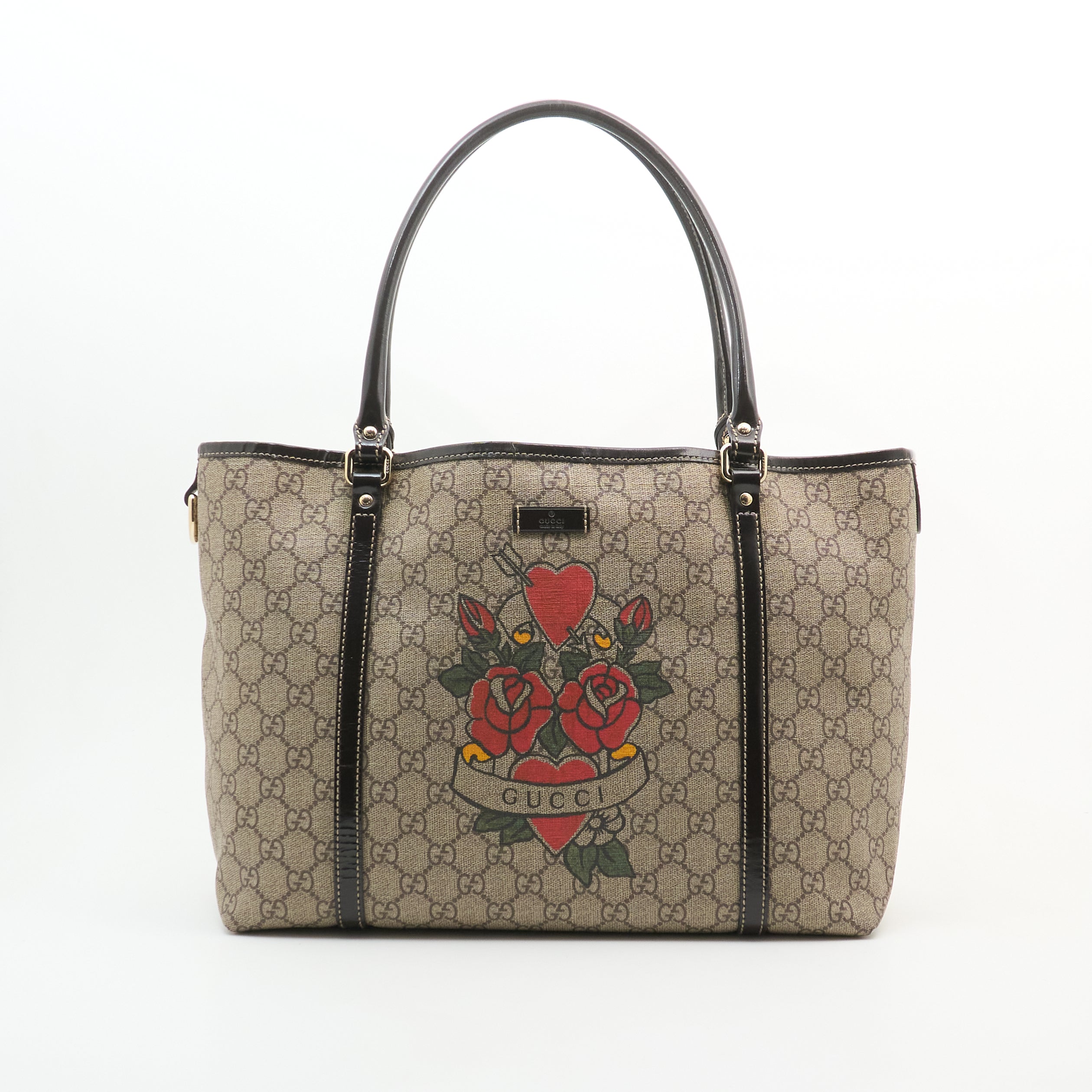 Gucci GG Supreme Tattoo Heart Tote
