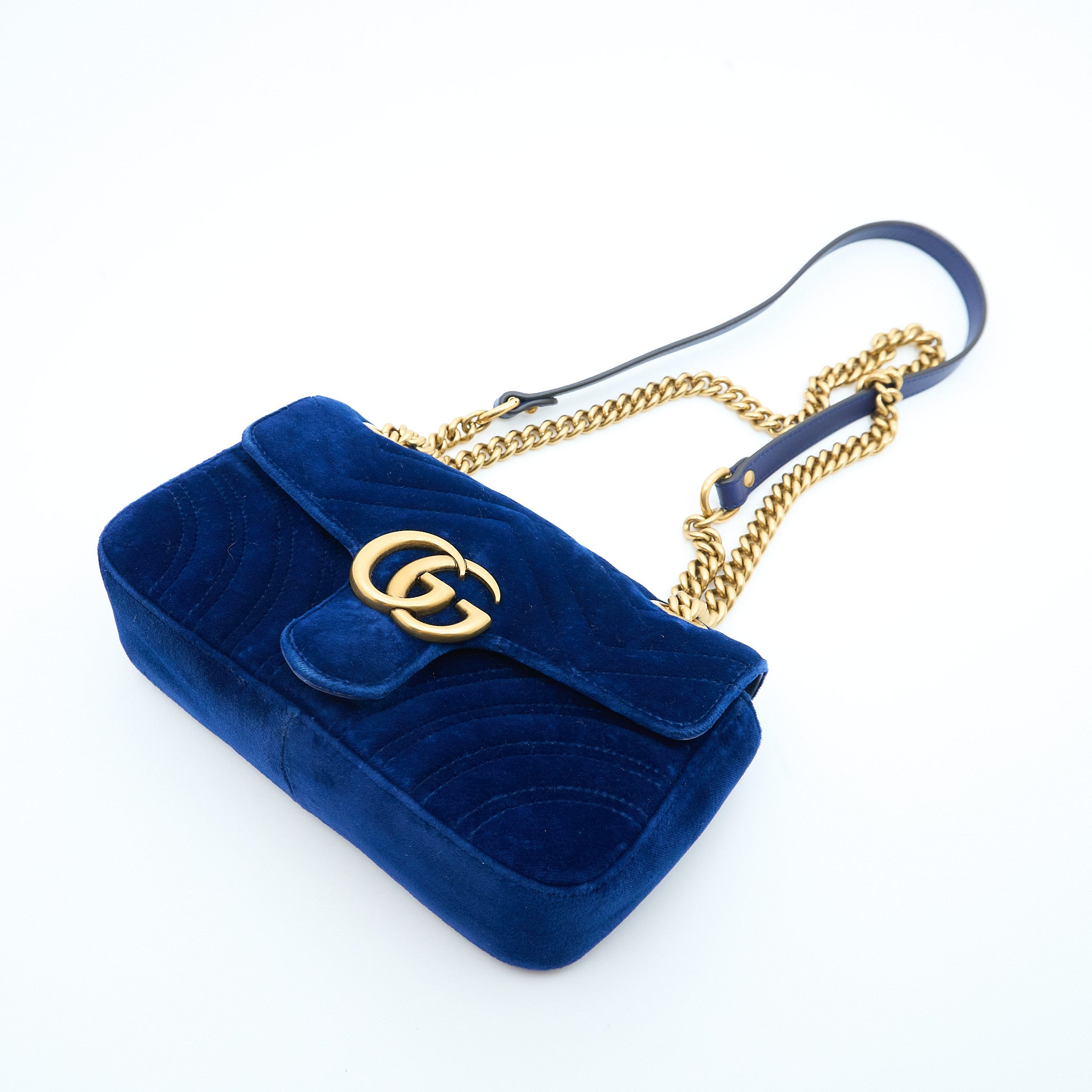 Gucci Blue Velvet Marmont Bag