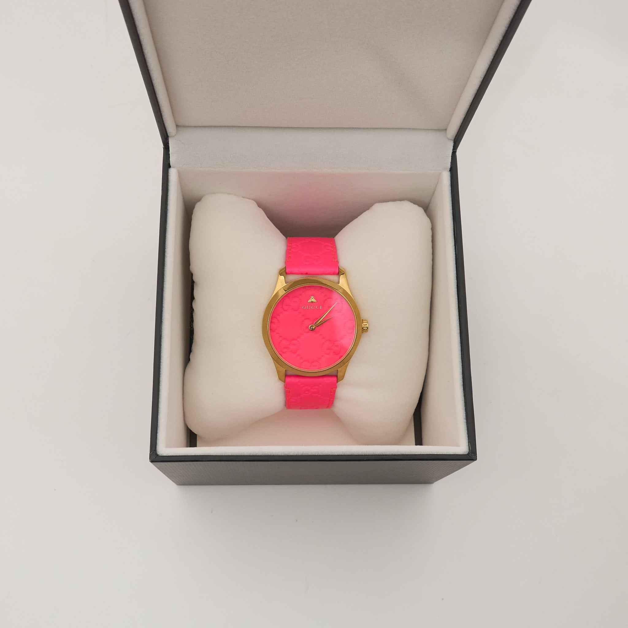 Gucci G Timeless Quartz Pink Dial Pink & Leather Strap
