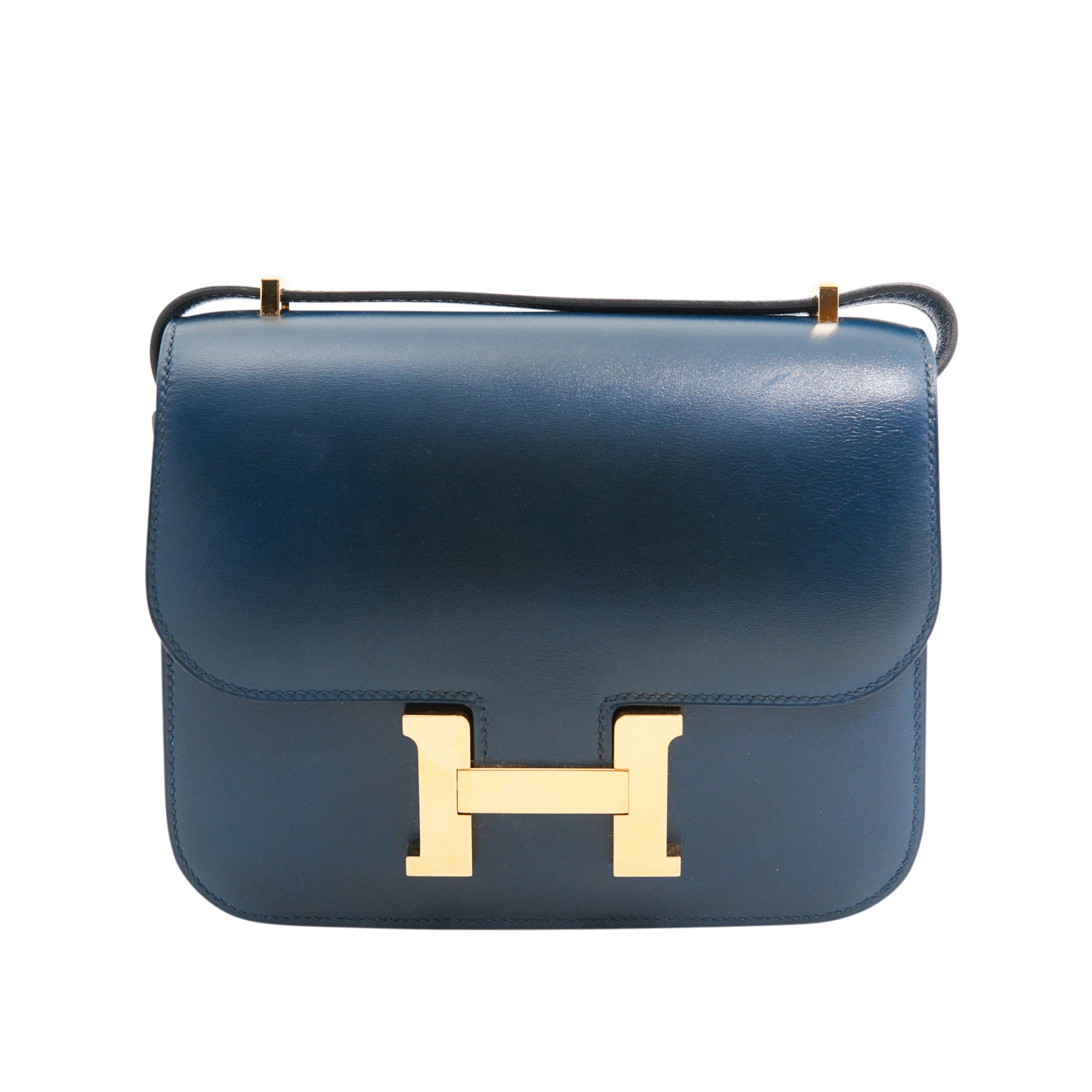 Hermes Box Calf Constance 19 in Bleu De Prusse GHW