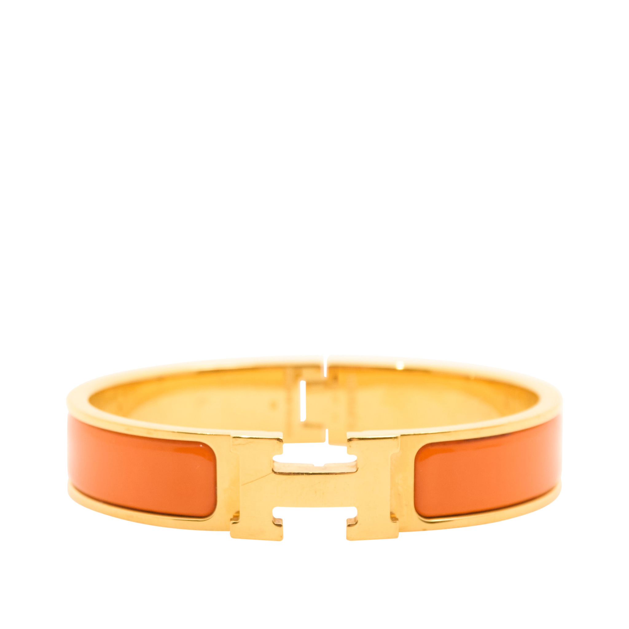Hermès Clic H Bracelet in Orange and Gold PM