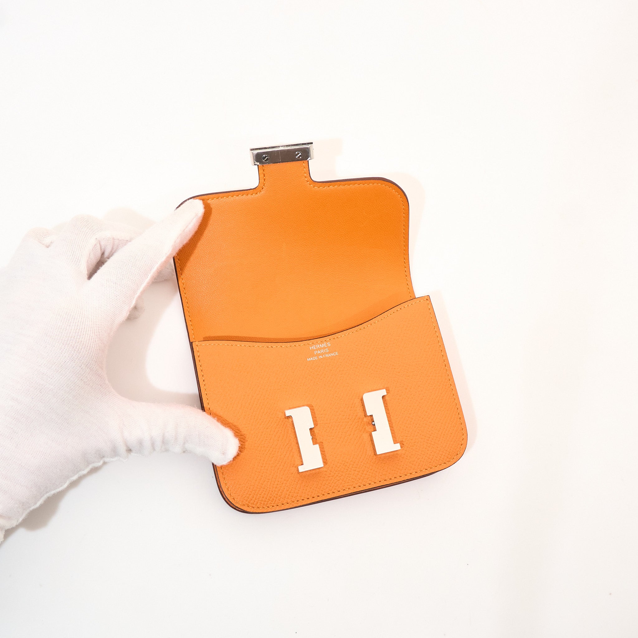 Hermes Constance Slim Wallet Orange Epsom PHW