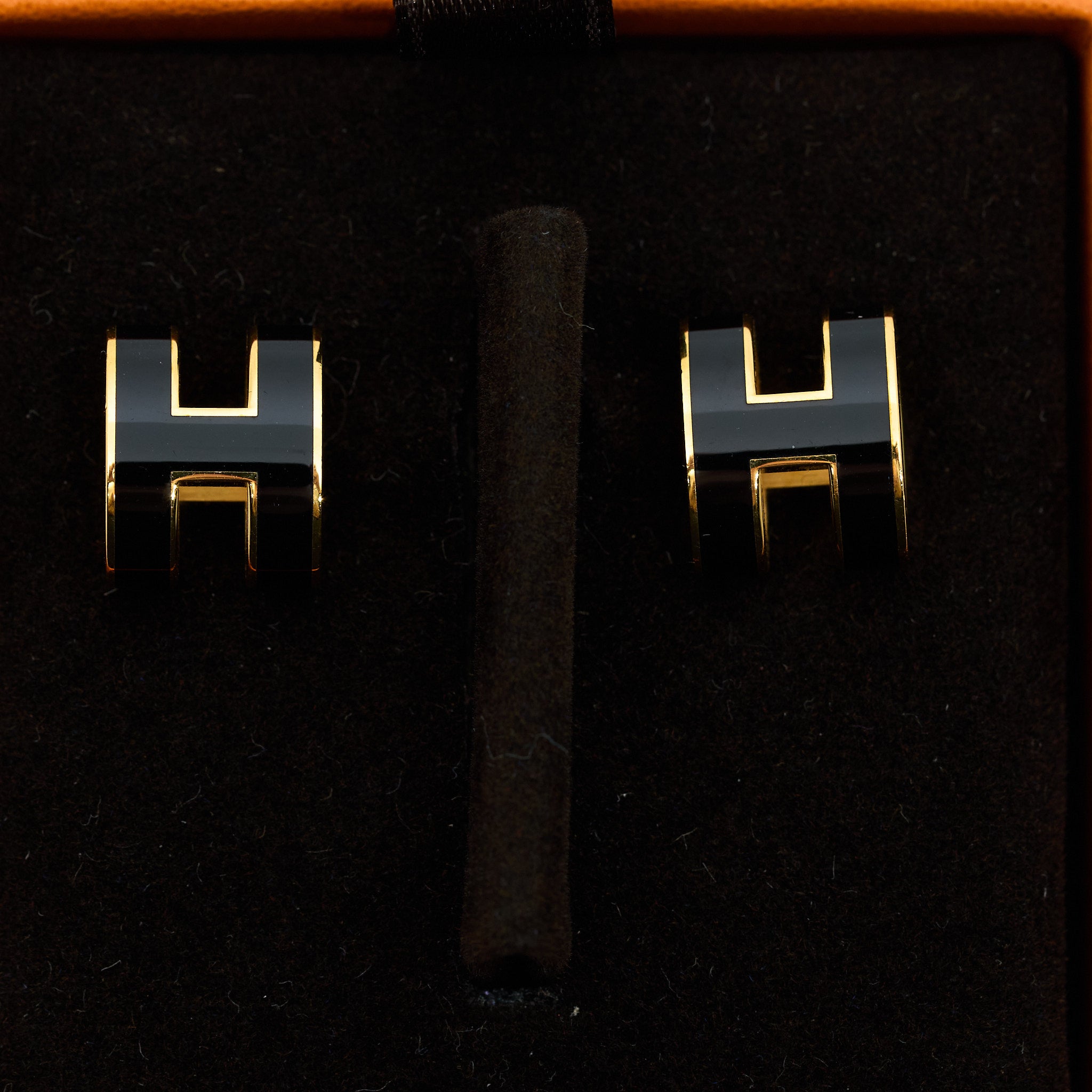 Hermes H Pop Black Earrings GHW