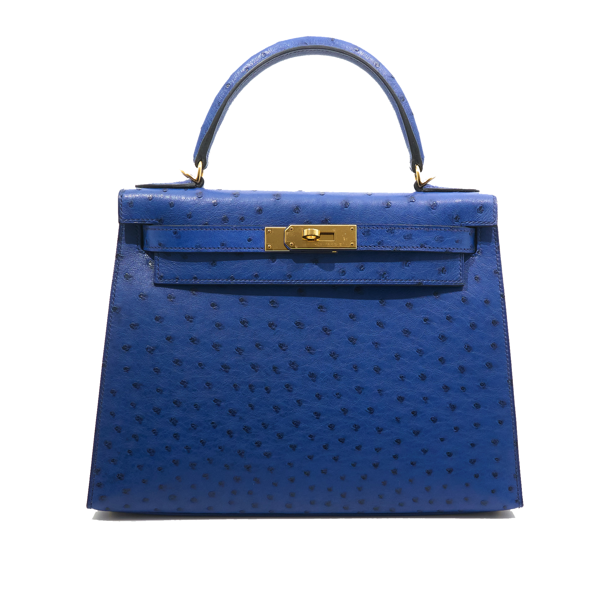 Hermes Kelly 28 Ostrich Blue Saphir GHW Stamp C