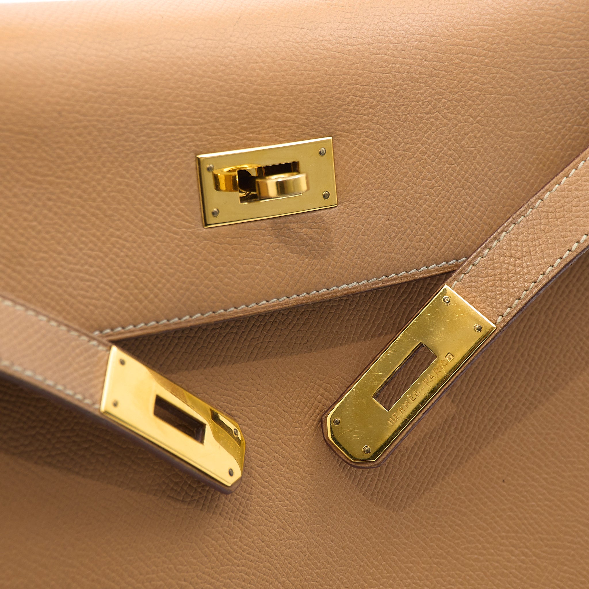 Hermes Kelly 28 Vintage Sesame Natural Courchevel GHW