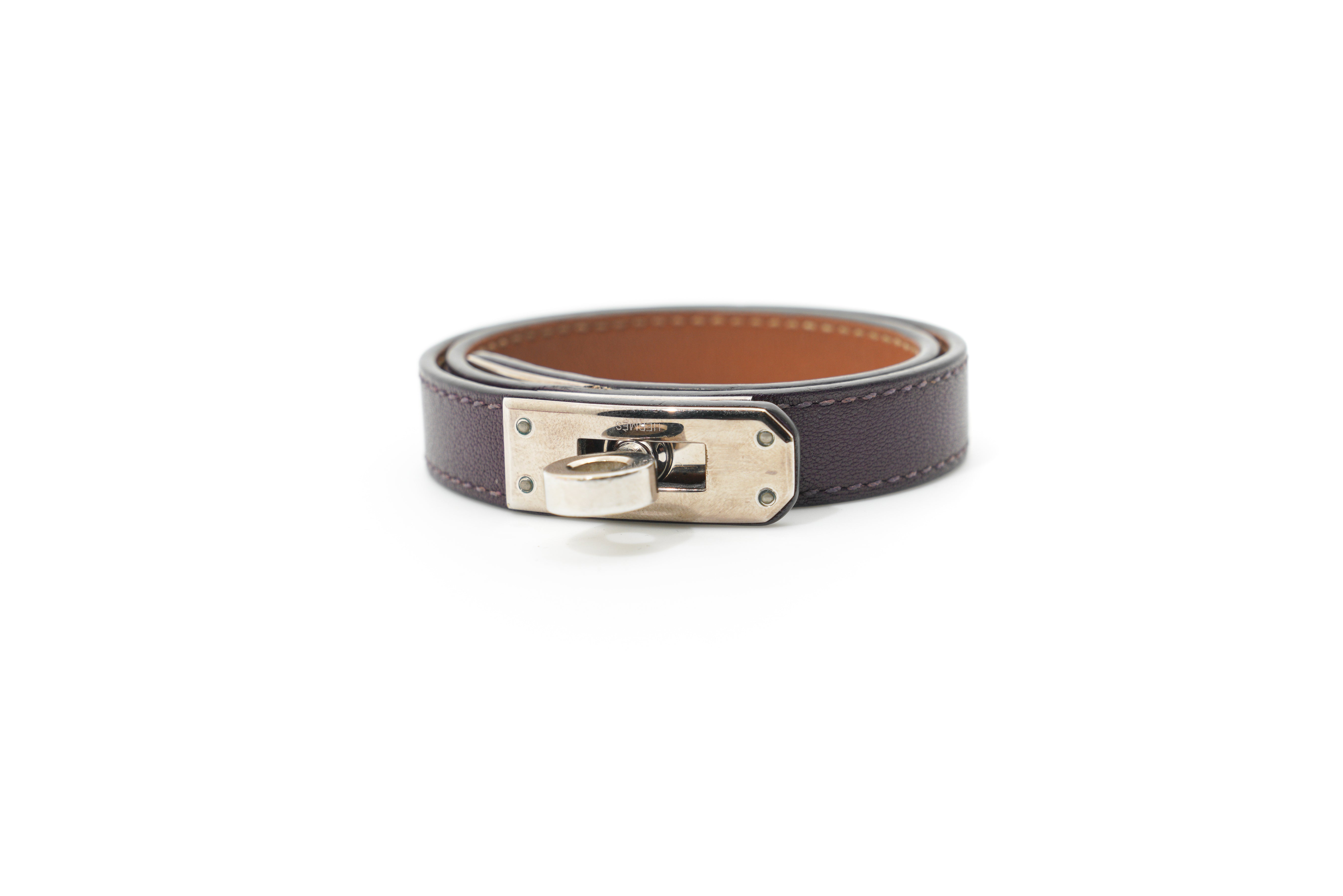 Hermes Kelly Double Tour Leather Bracelet PHW