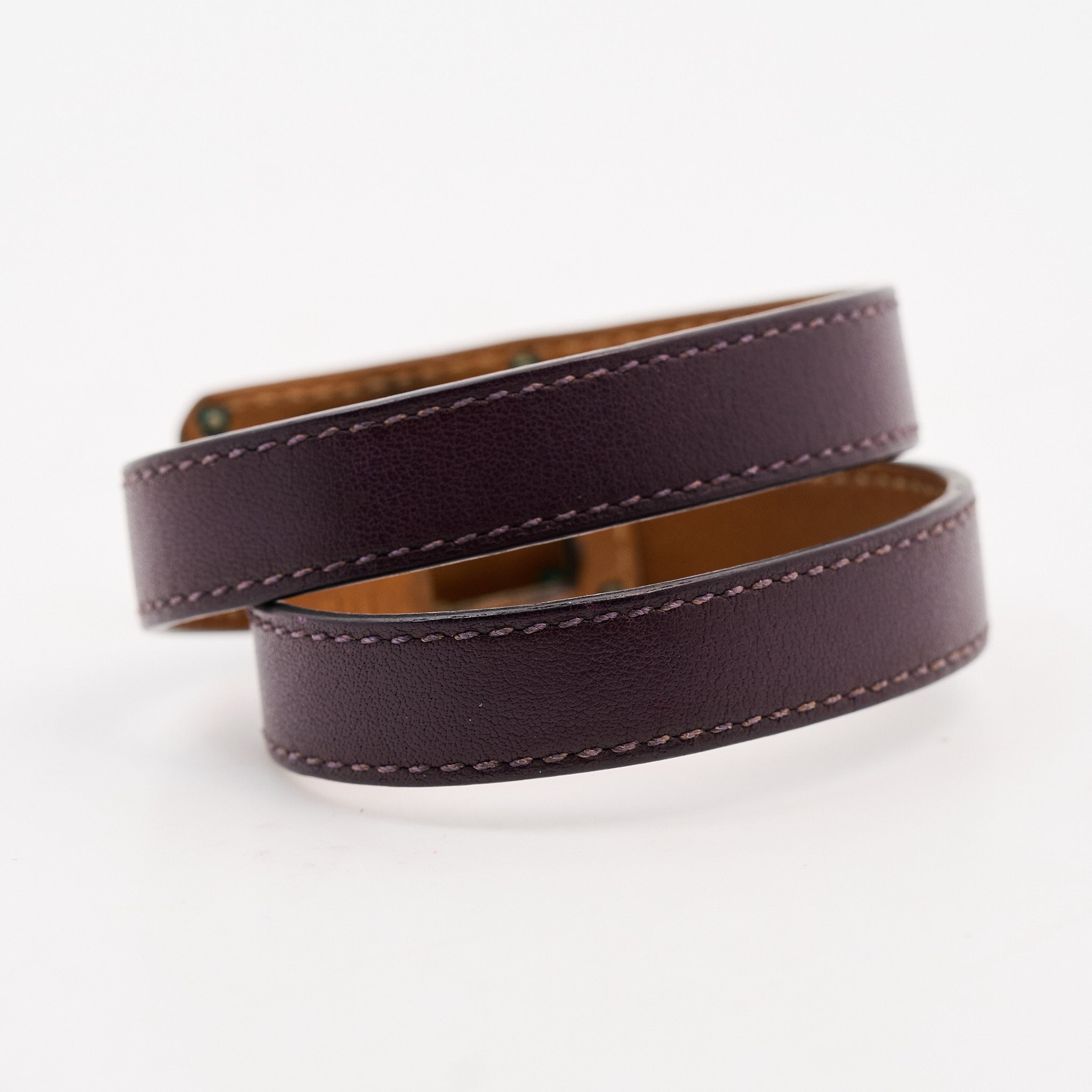 Hermes Kelly Double Tour Leather Bracelet PHW