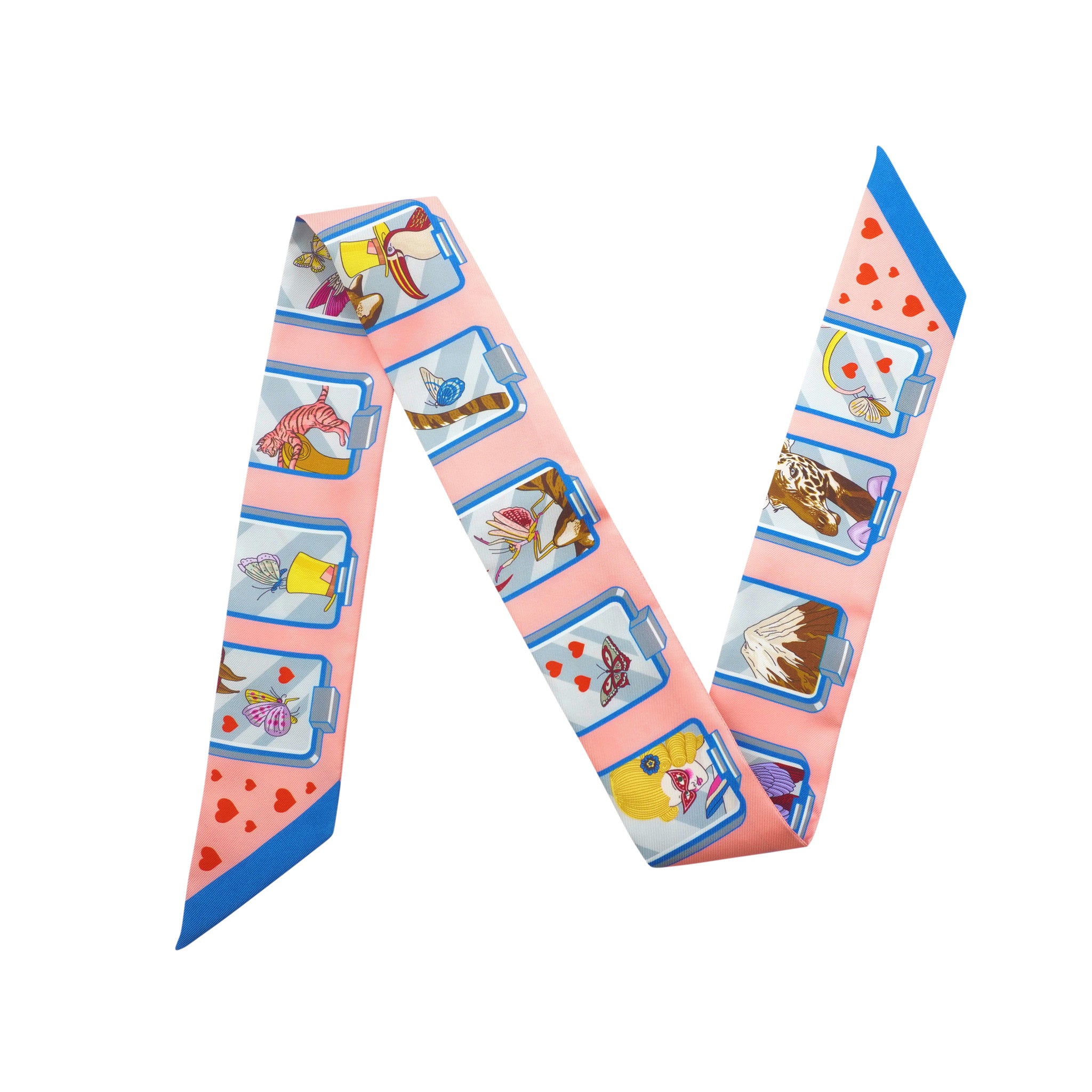 Hermes Story Twilly Pink Blue Silk